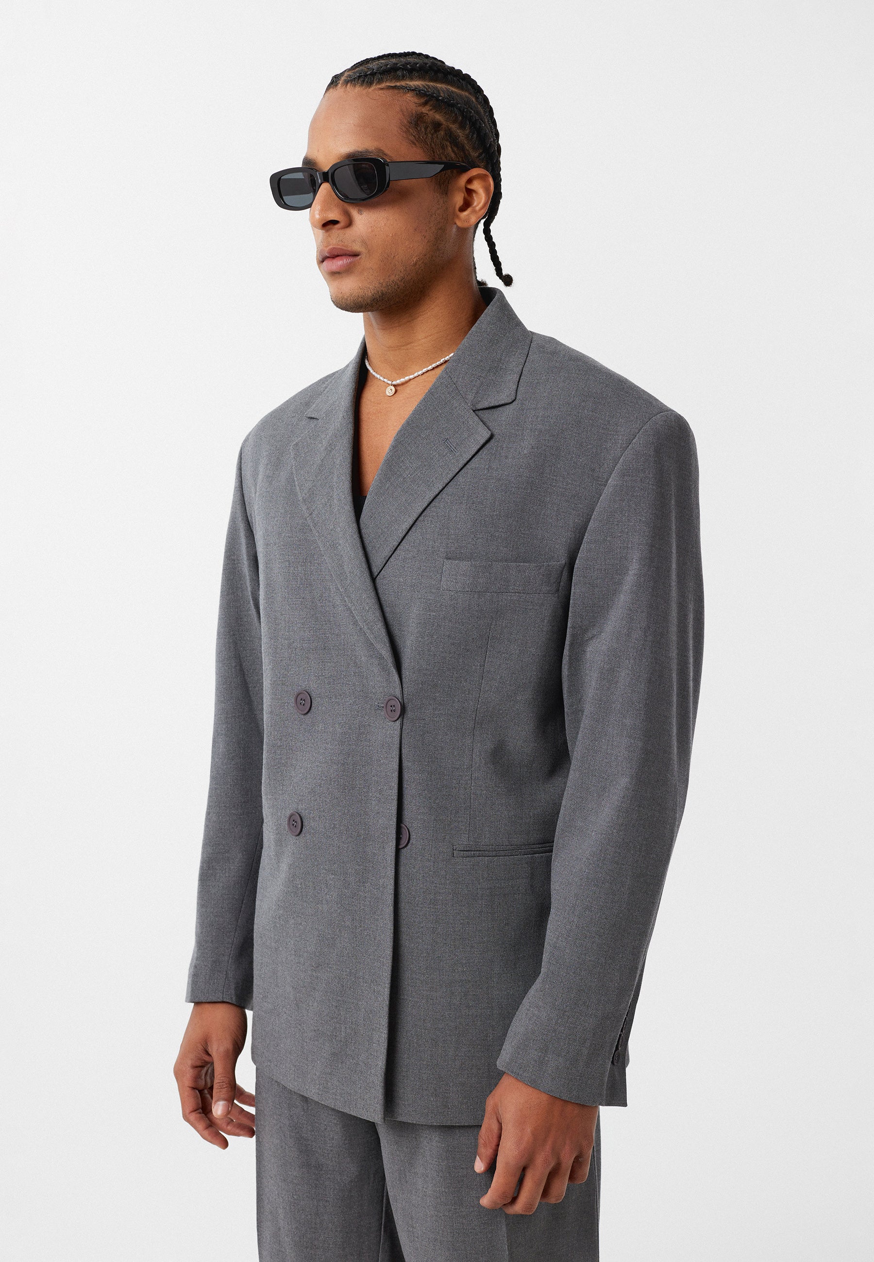 Men’s Loose Fit Blazer in Dark Grey Minimalist Relaxed Tailoring