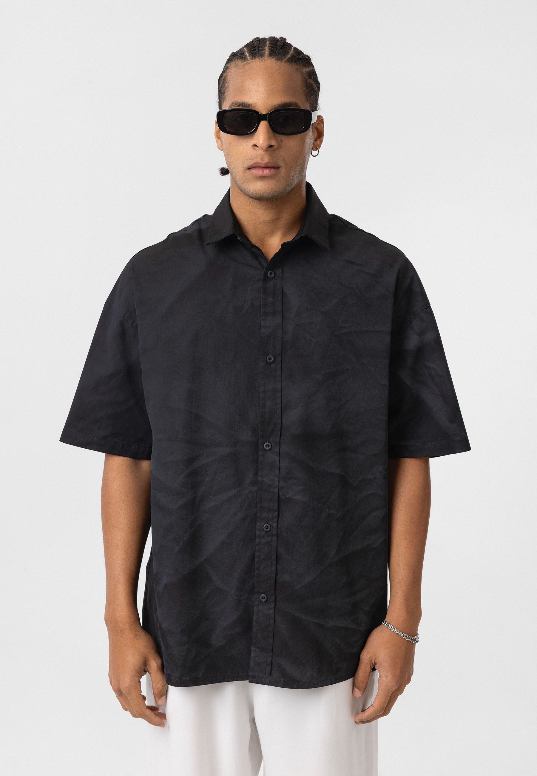 Rich Washed Black Oversize Poplin Shirt – Relaxed Streetwear Staple