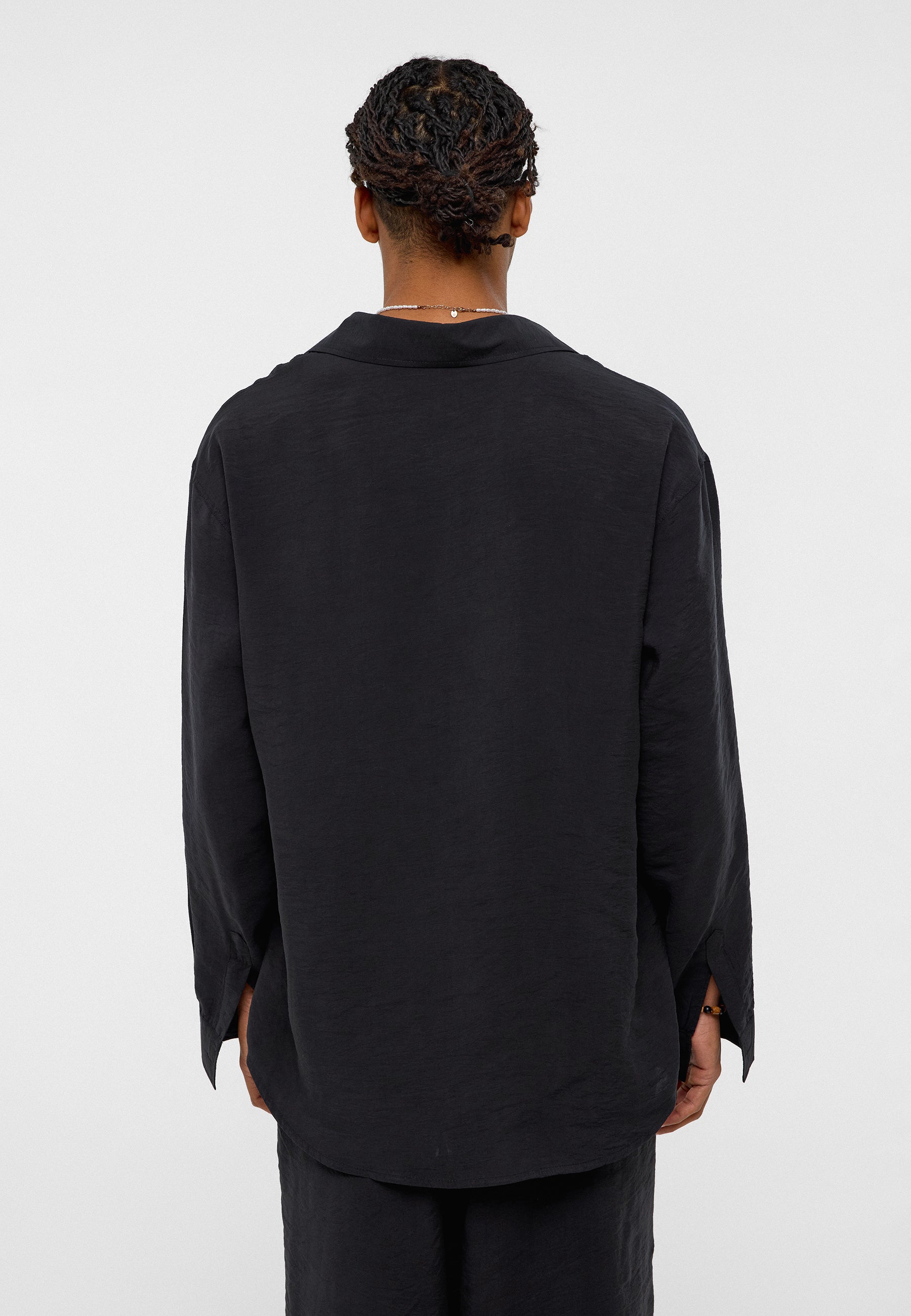 Deep Onyx Black Oversized Modal‑Blend Shirt – Smooth, Elegant & Effortlessly Stylish