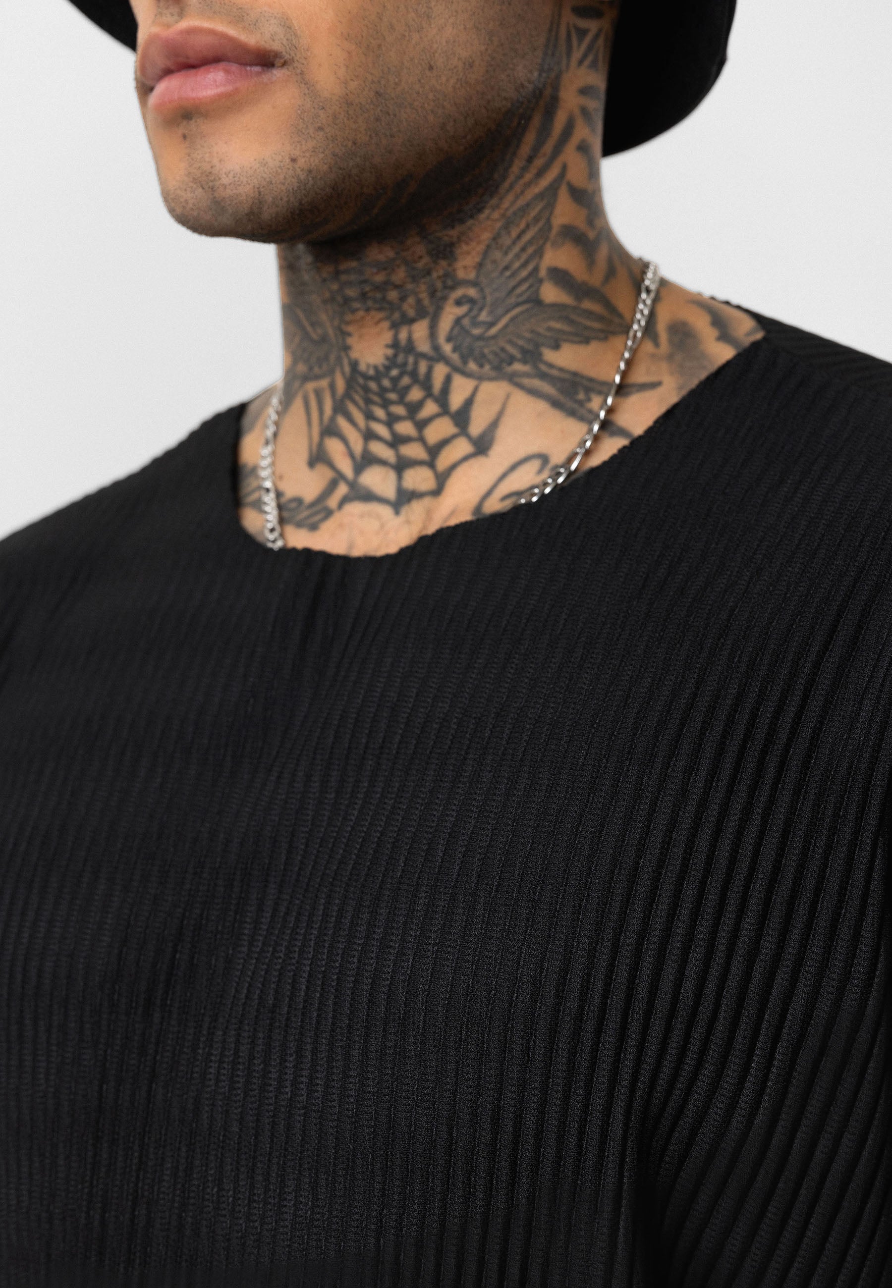 Black Ribbed Oversized T-Shirt Trendy Casual Look