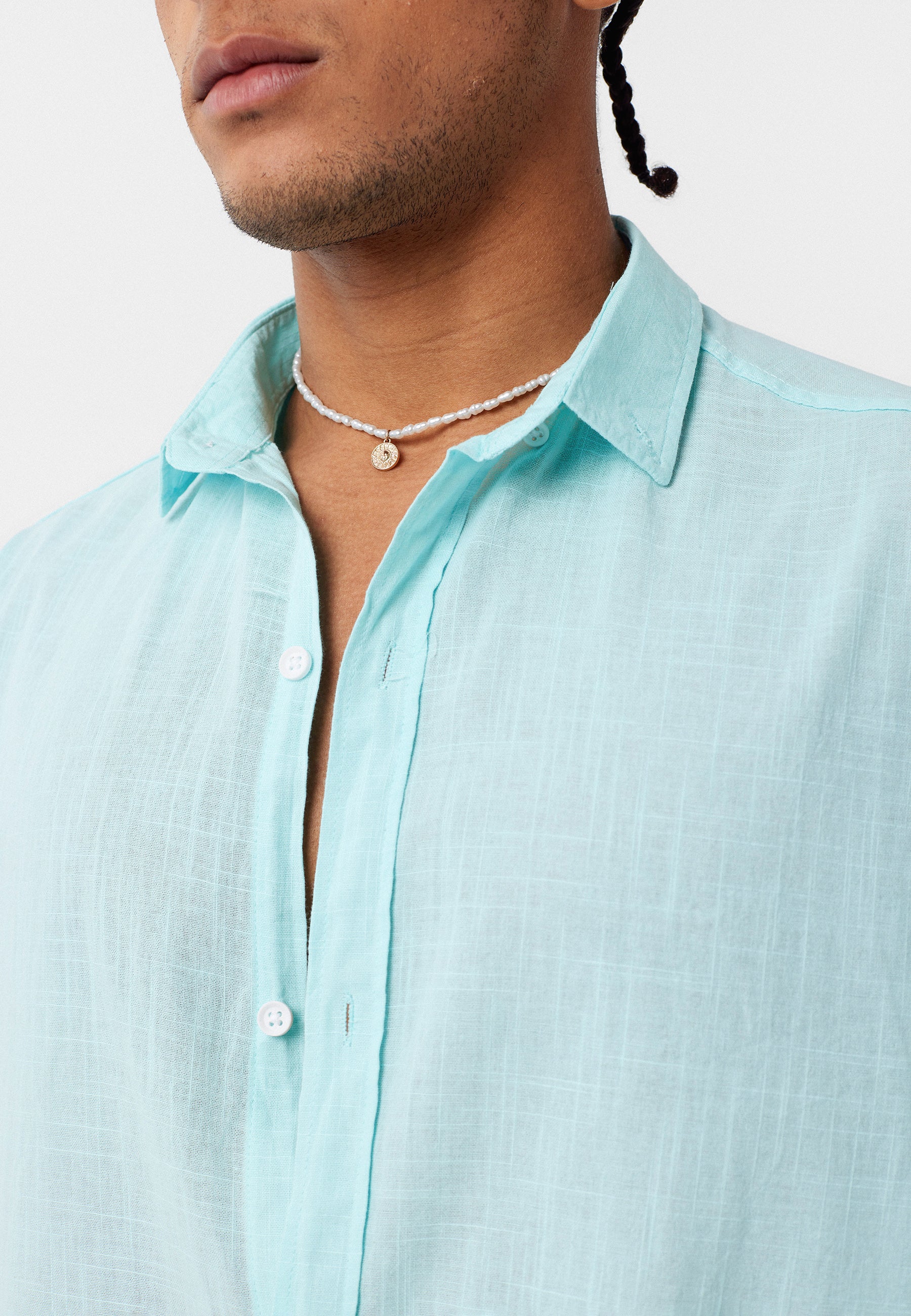 Mint Green Oversized Cotton-Linen Shirt – Fresh Tone, Effortless Fit