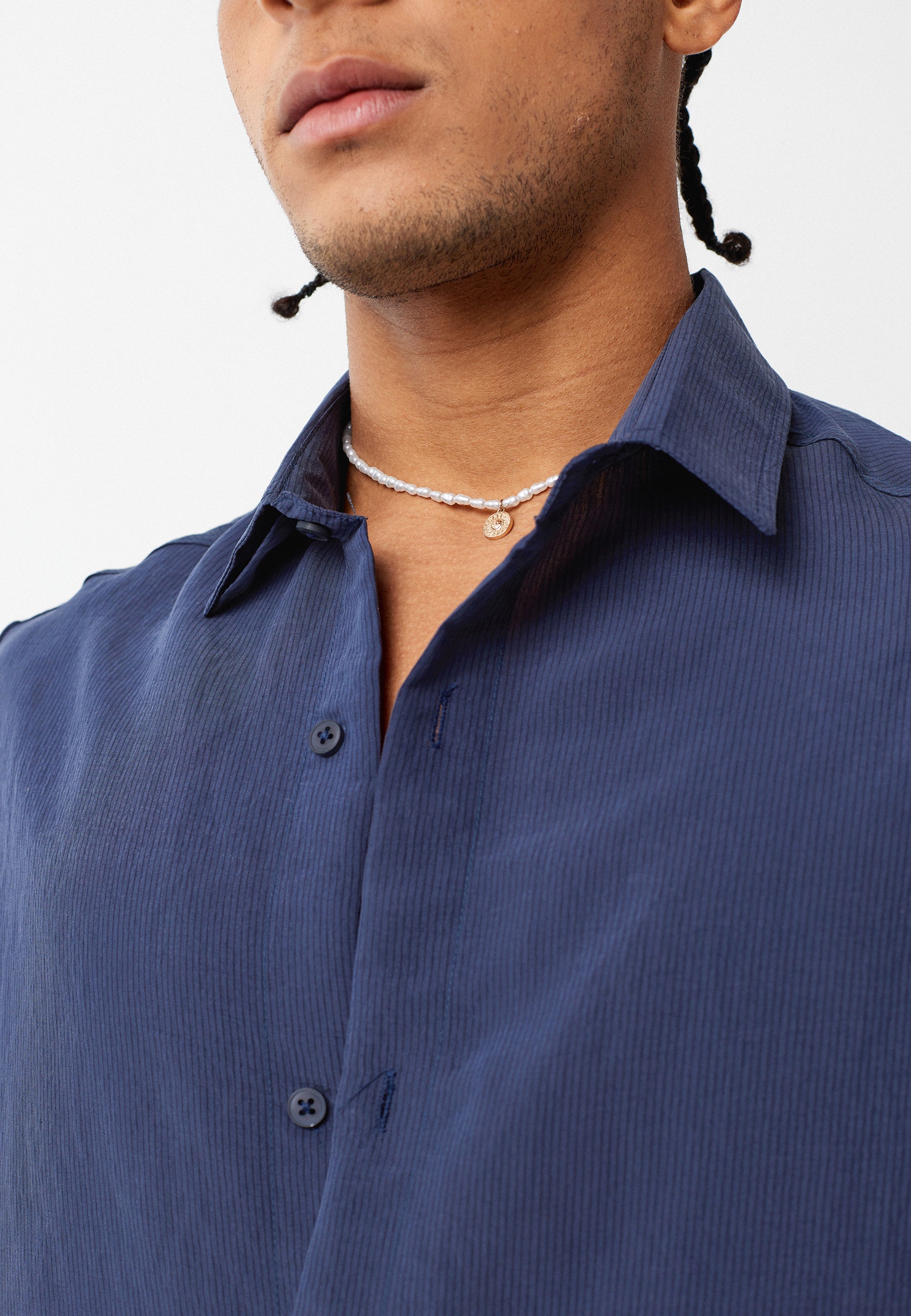 Deep Navy Blue Oversized Long‑Sleeve Shirt – Sleek & Timeless Everyday Staple