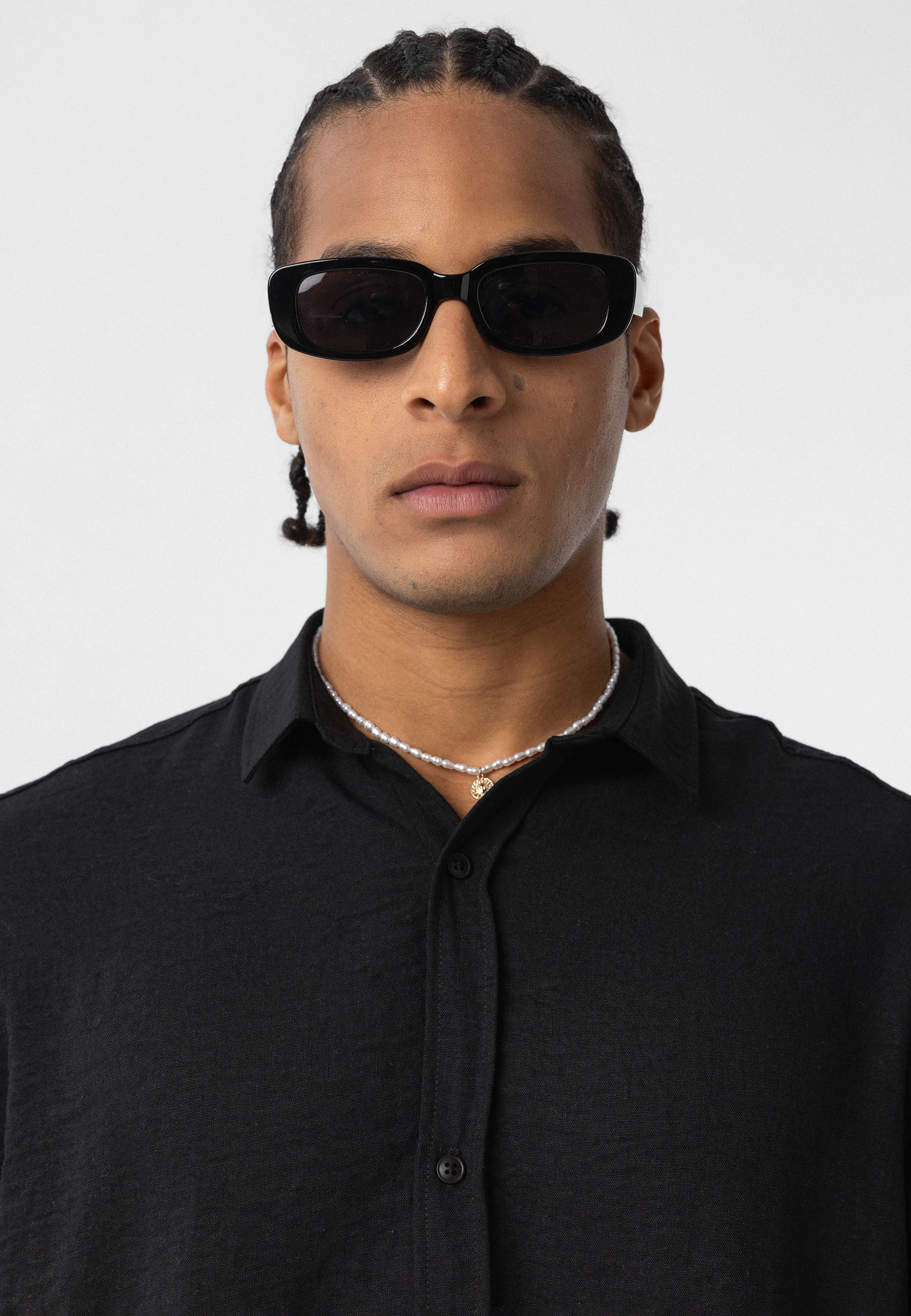 Pure Black Comfort Fit Button‑Up Shirt – Relaxed Everyday Essential