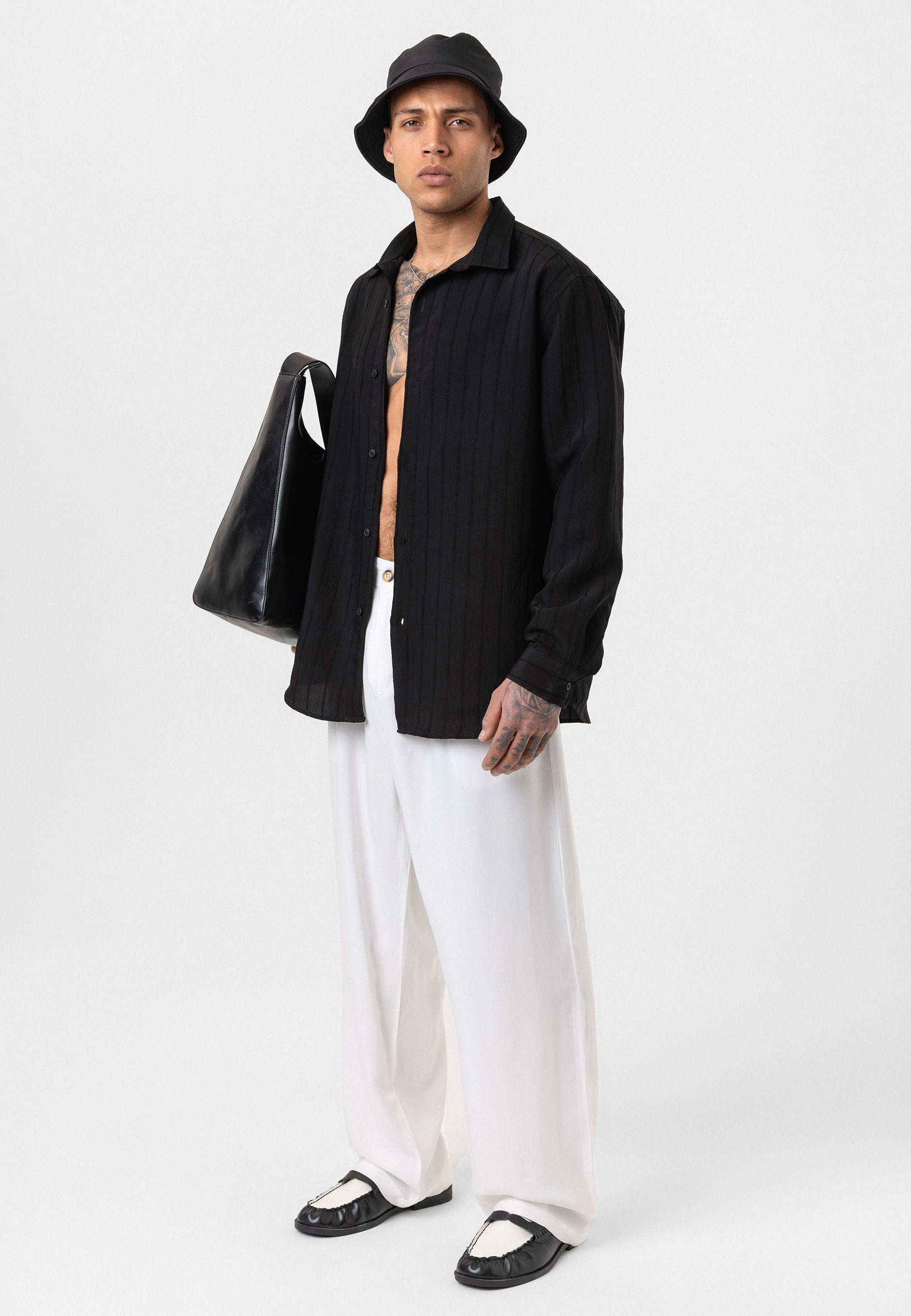 Black Button-Up Shirt – Relaxed Loose Fit