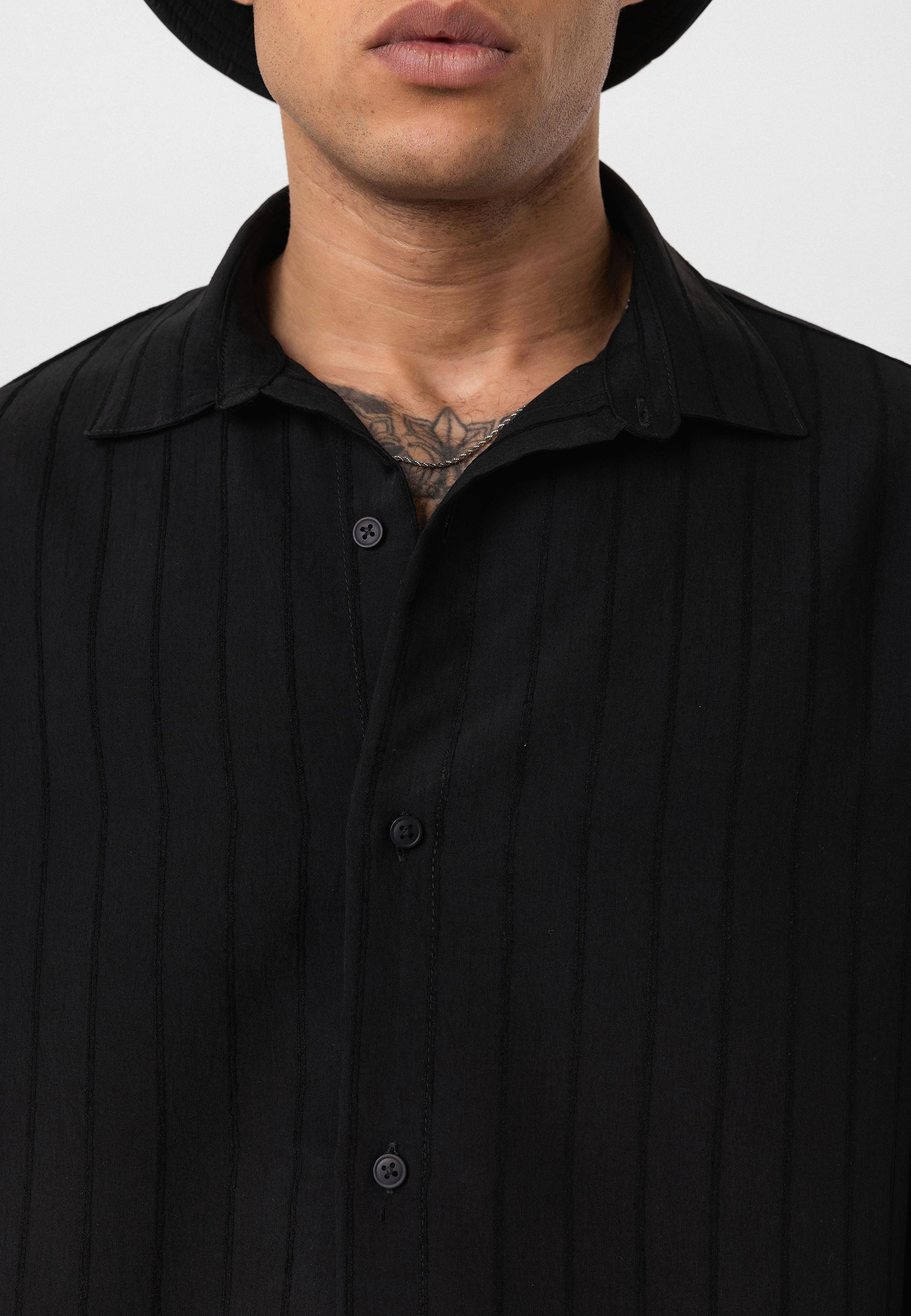 Black Button-Up Shirt – Relaxed Loose Fit