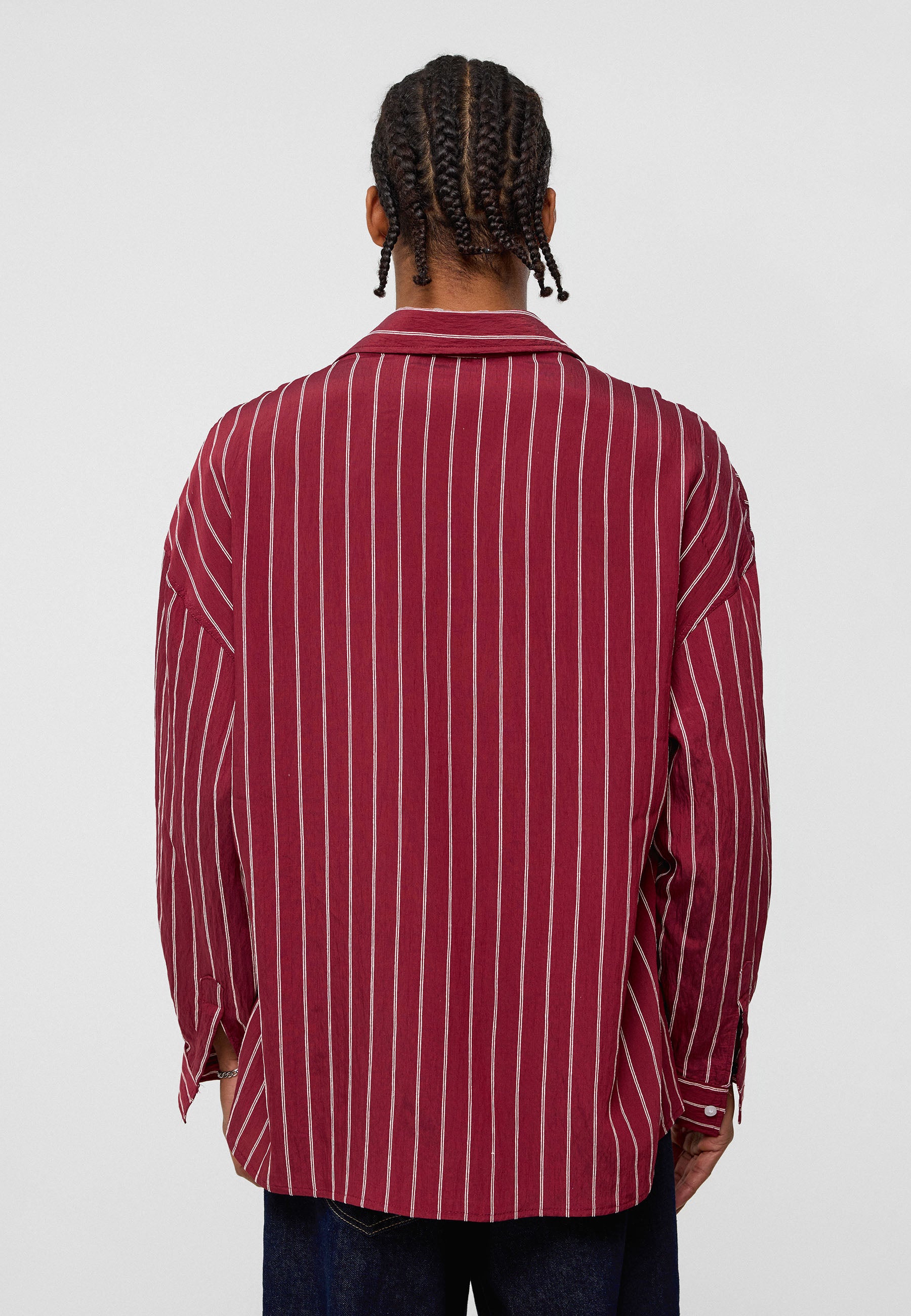 Deep Burgundy Striped Oversized Shirt – Refined & Relaxed Cotton Staple