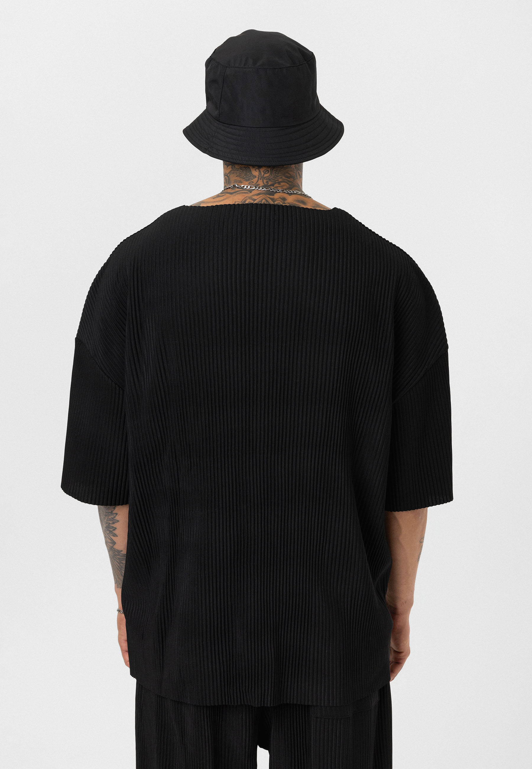 Black Ribbed Oversized T-Shirt Trendy Casual Look