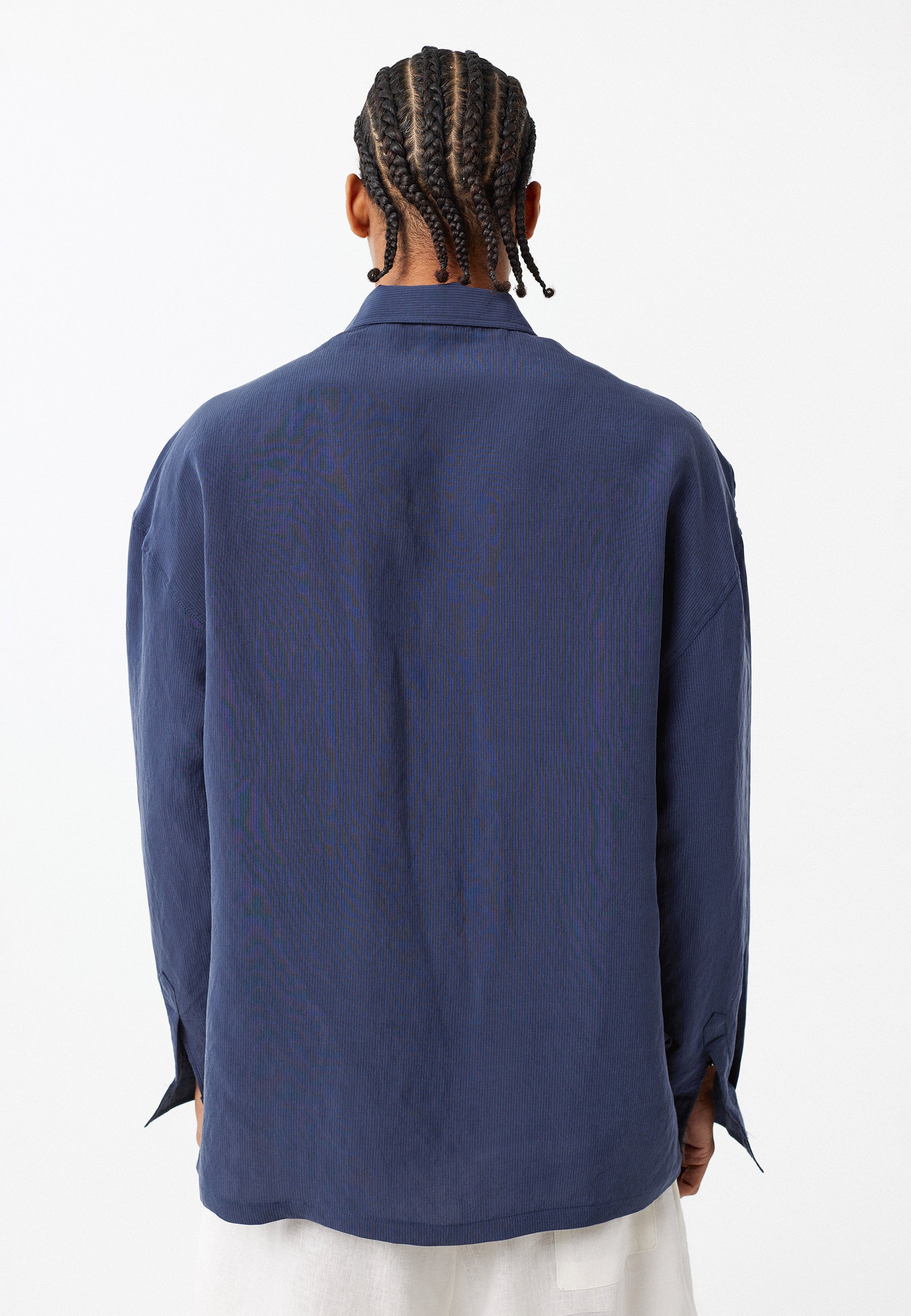 Deep Navy Blue Oversized Long‑Sleeve Shirt – Sleek & Timeless Everyday Staple