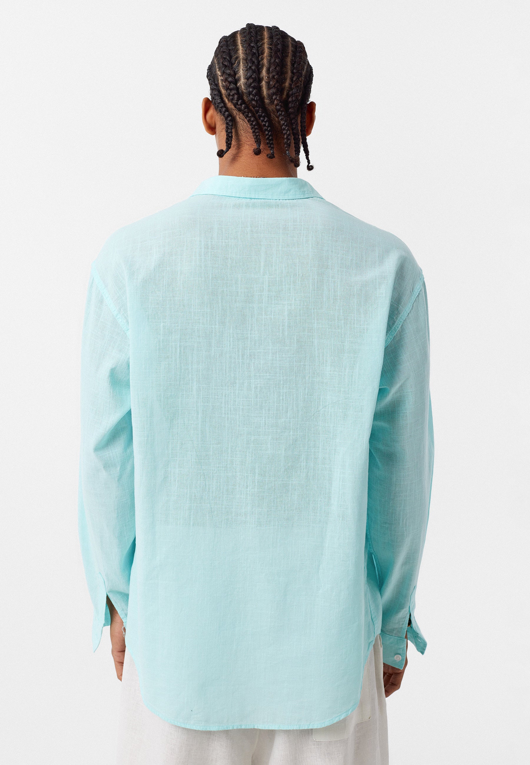 Mint Green Oversized Cotton-Linen Shirt – Fresh Tone, Effortless Fit