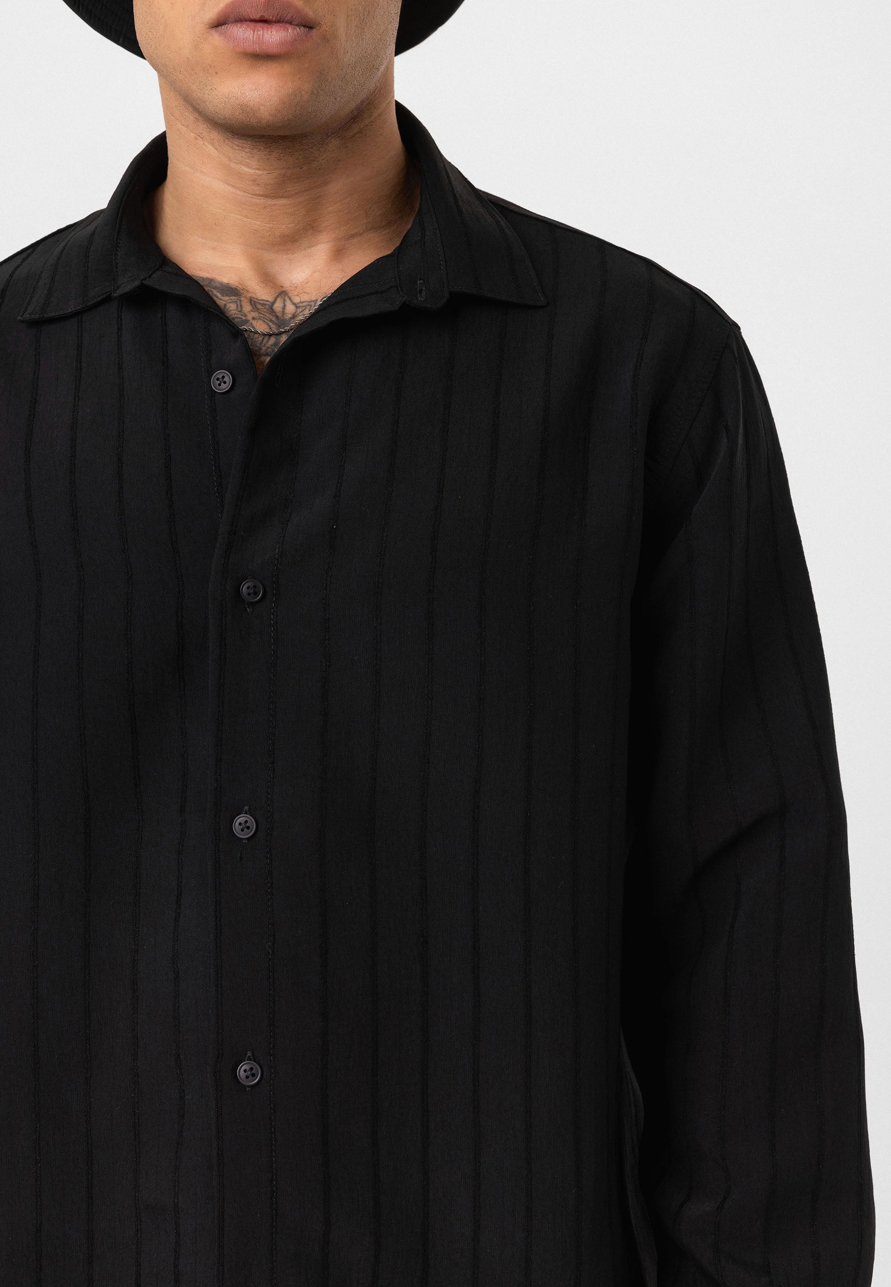 Black Button-Up Shirt – Relaxed Loose Fit