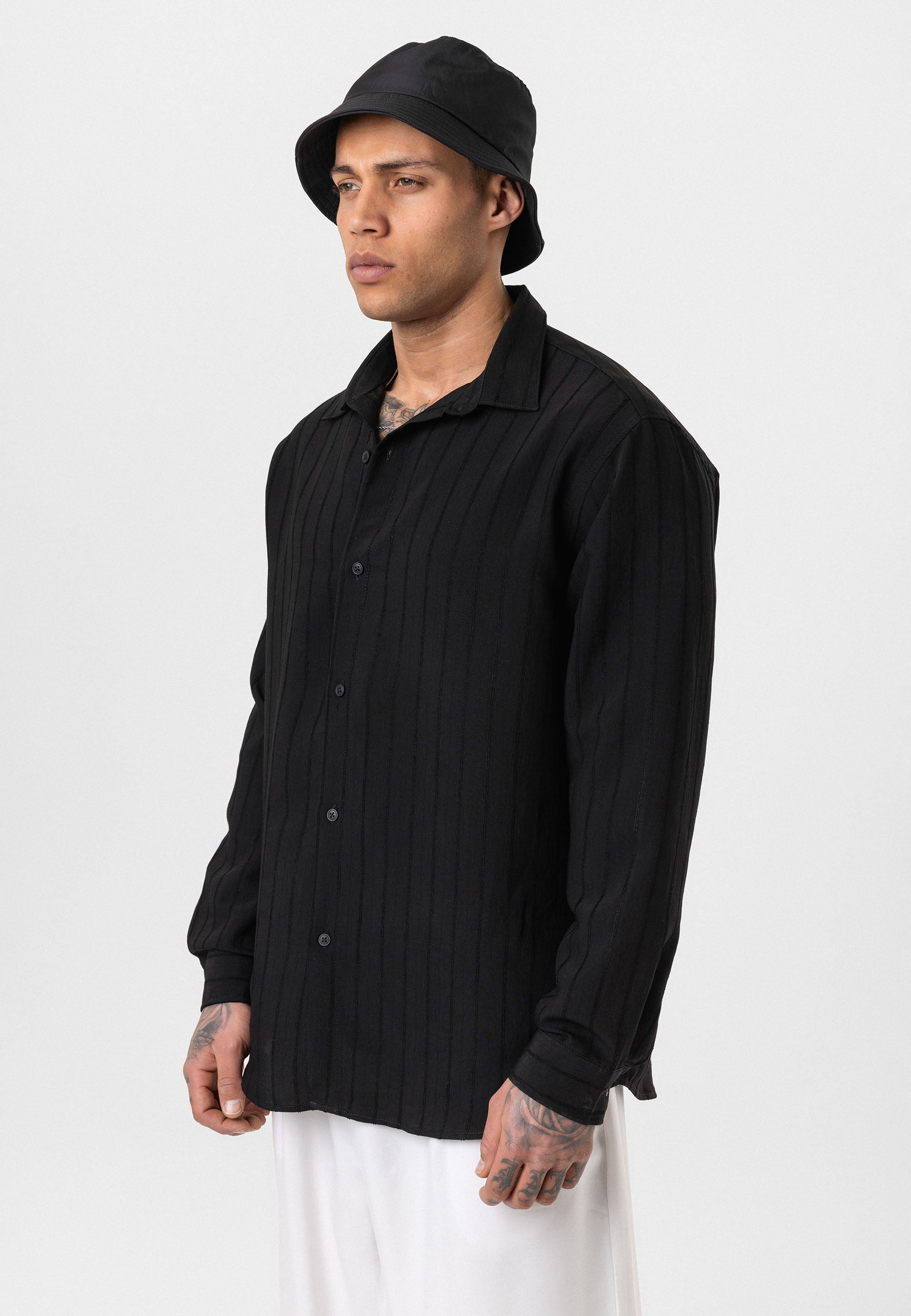 Black Button-Up Shirt – Relaxed Loose Fit