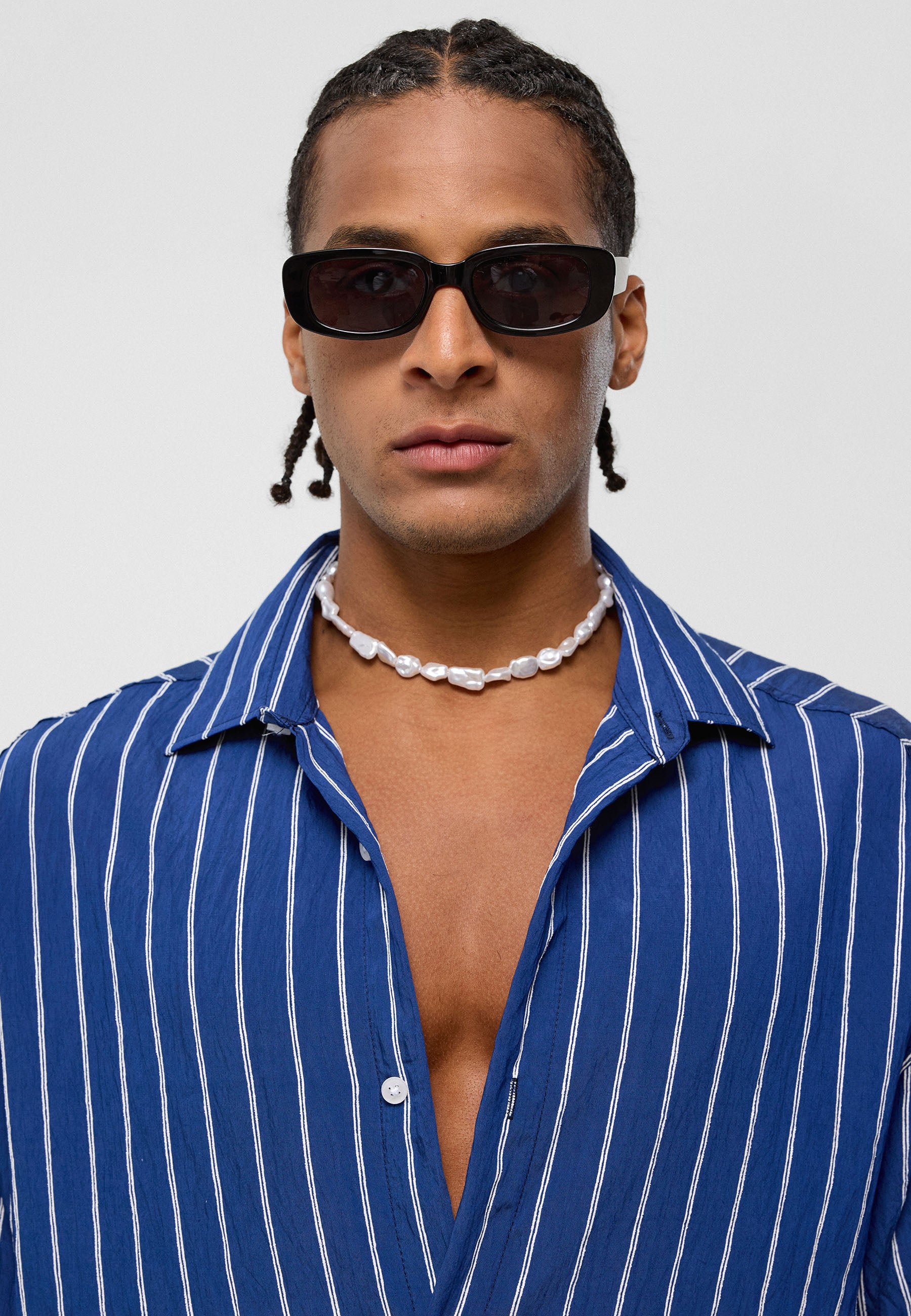 Midnight Navy Striped Oversized Shirt – Relaxed & Refined Everyday Wear