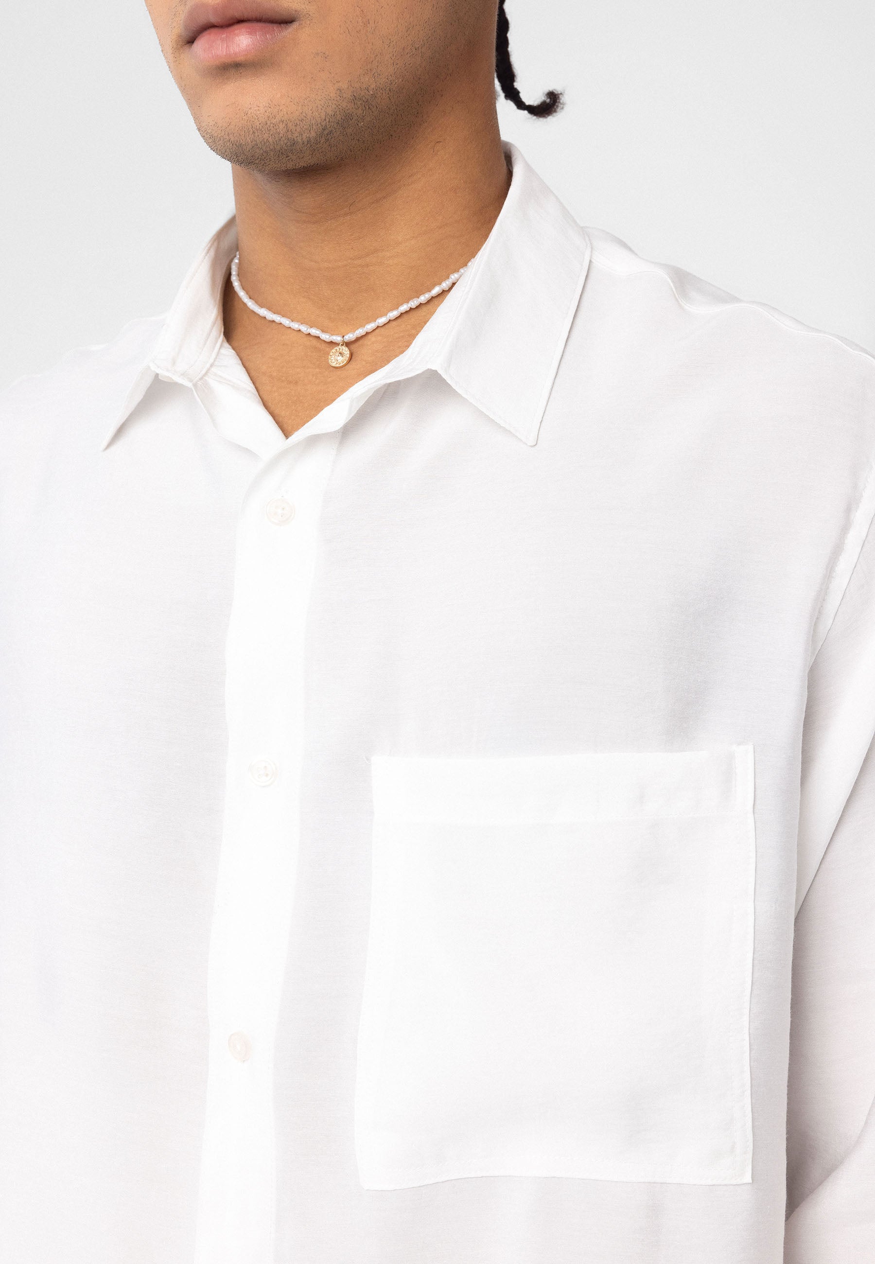 White Oversized Shirt – Long Sleeve, Clean Casual Fit