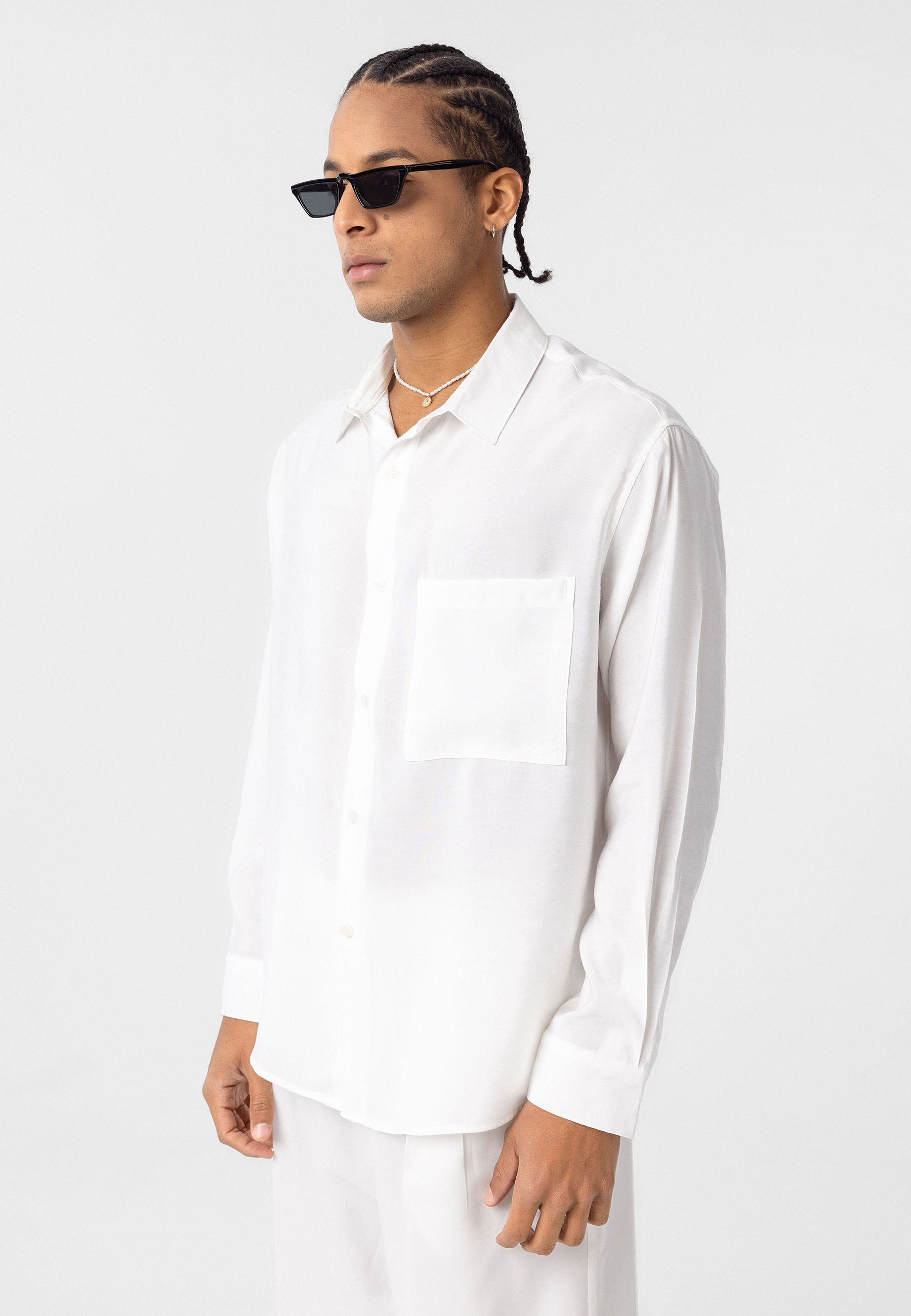 White Oversized Shirt – Long Sleeve, Clean Casual Fit