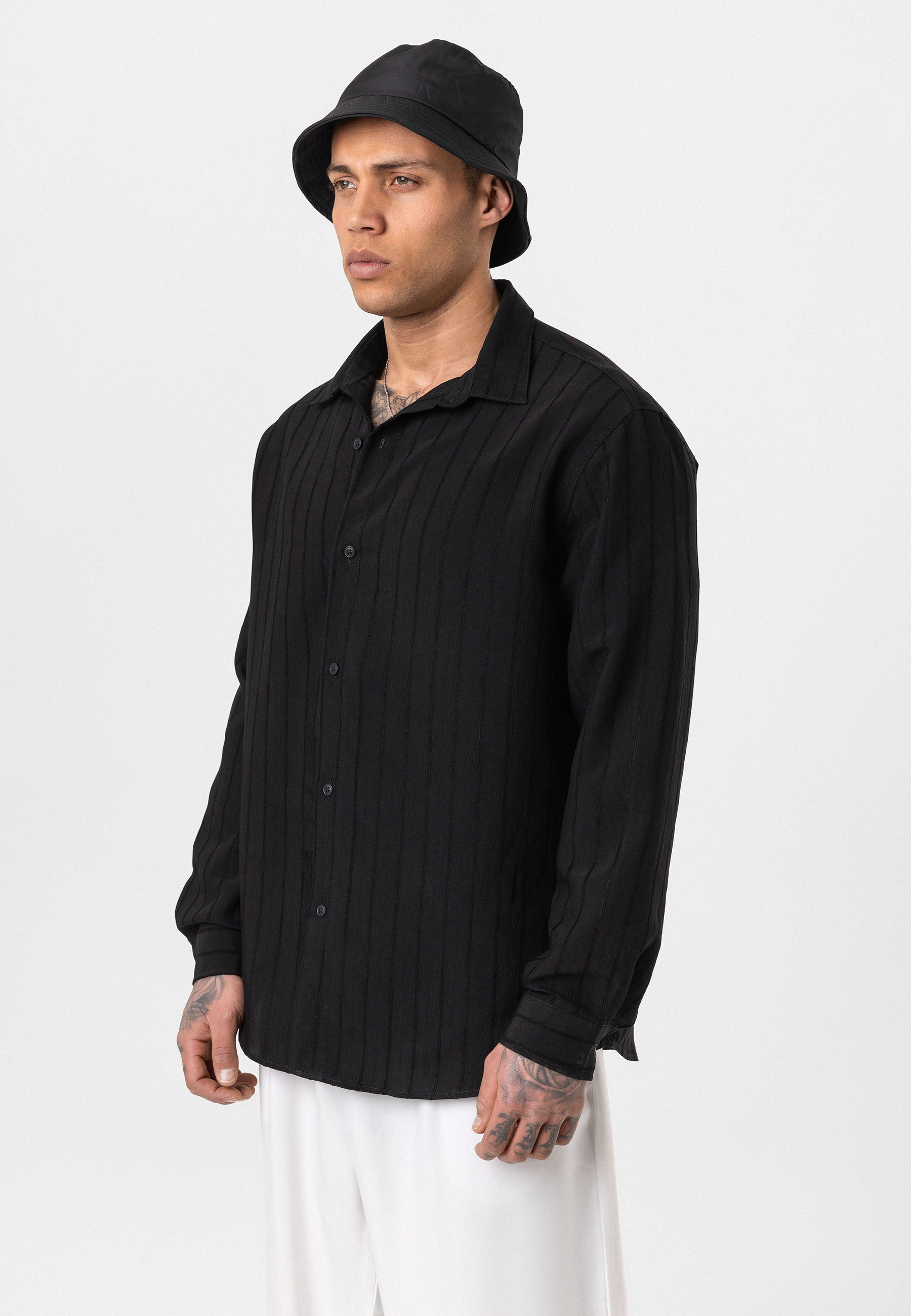 Black Button-Up Shirt – Relaxed Loose Fit