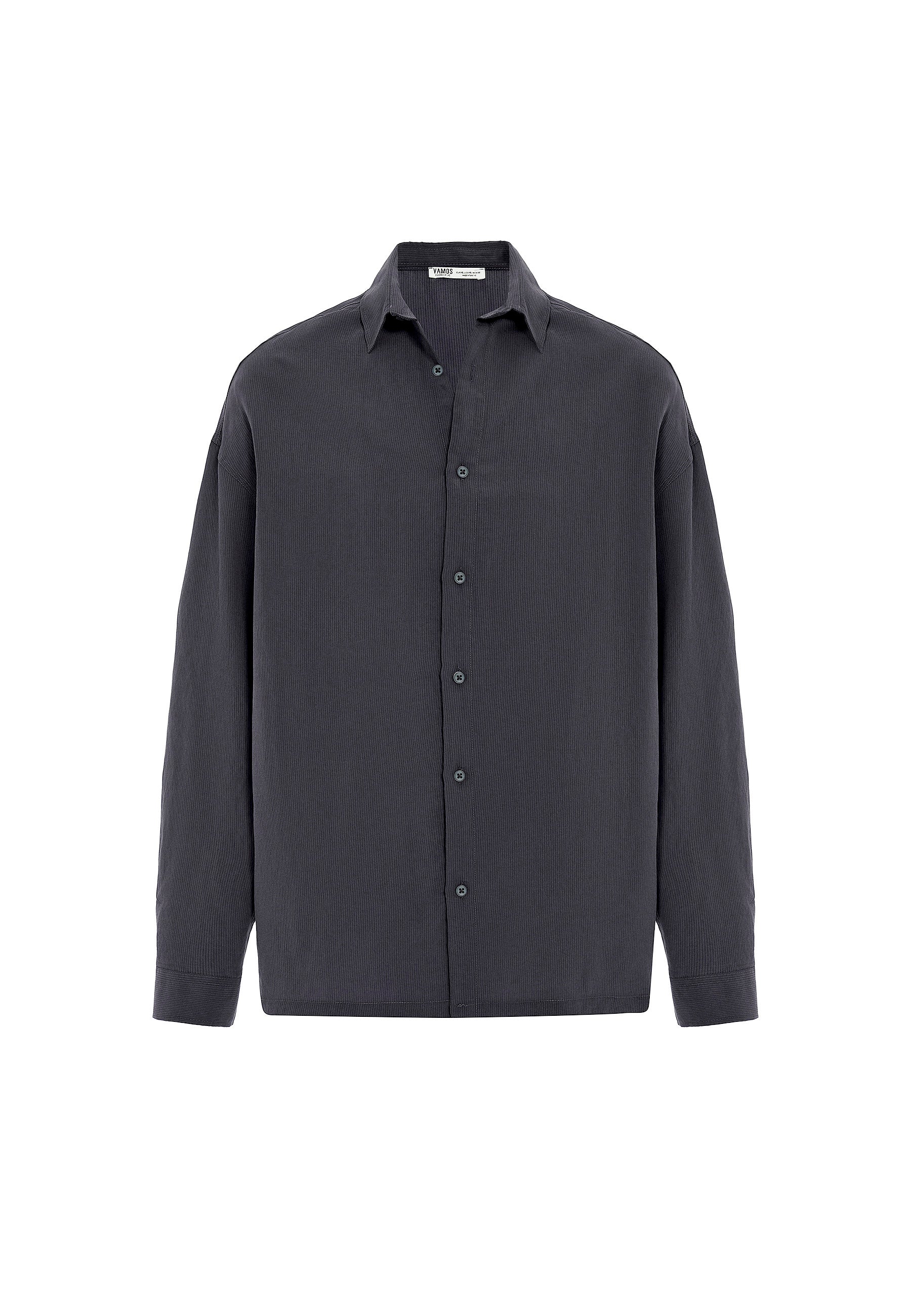 Charcoal Grey Oversized Long-Sleeve Shirts