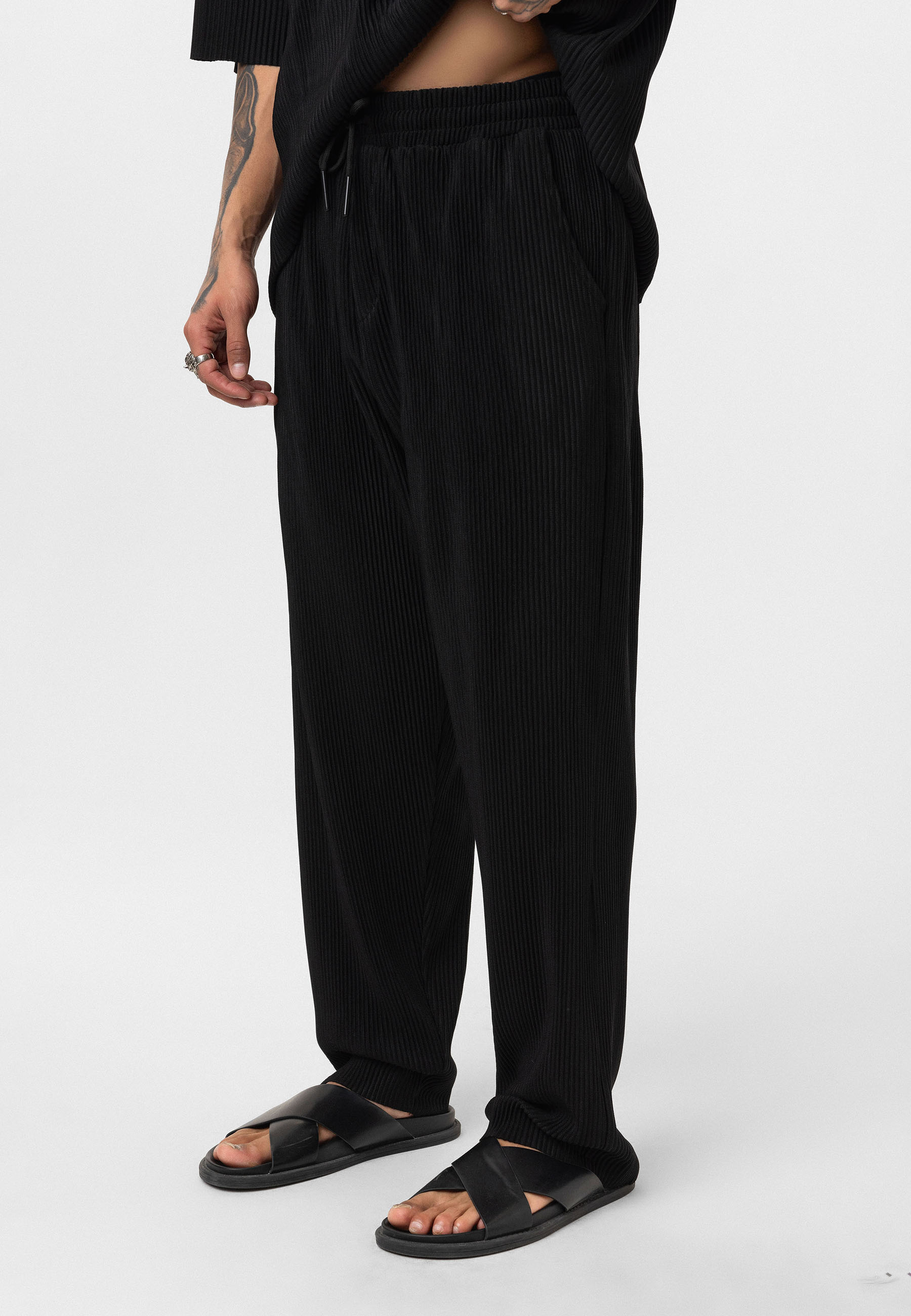 Black Ribbed Oversized T-Shirt Trendy Casual Look