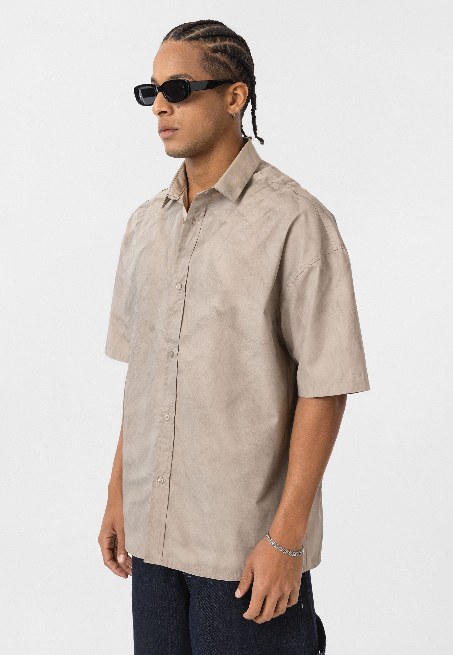 Soft Stone Grey Button-Up Shirt – Relaxed Comfort Fit