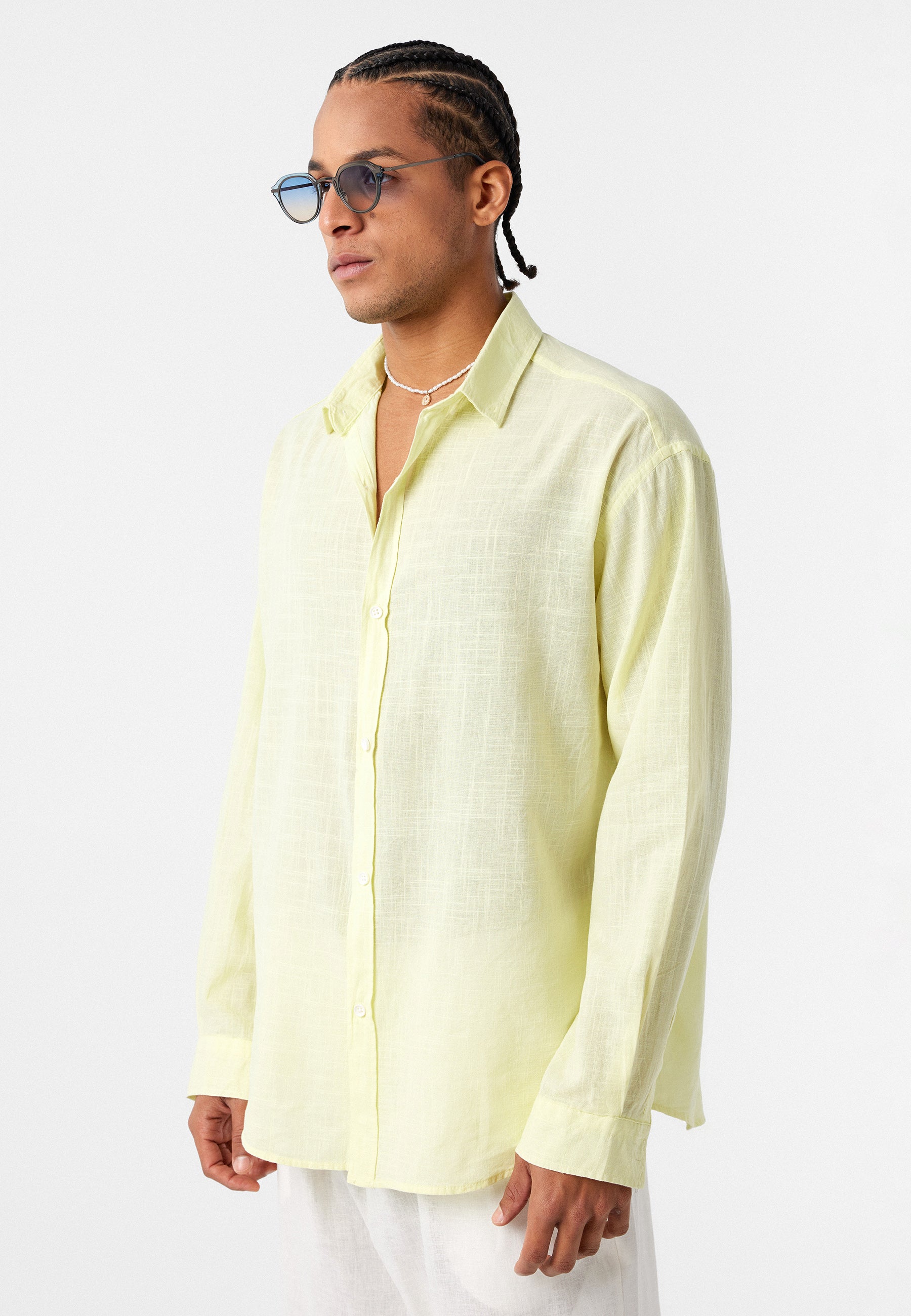 Soft Yellow Oversized Cotton-Linen Shirt – Bright & Breezy Everyday Style