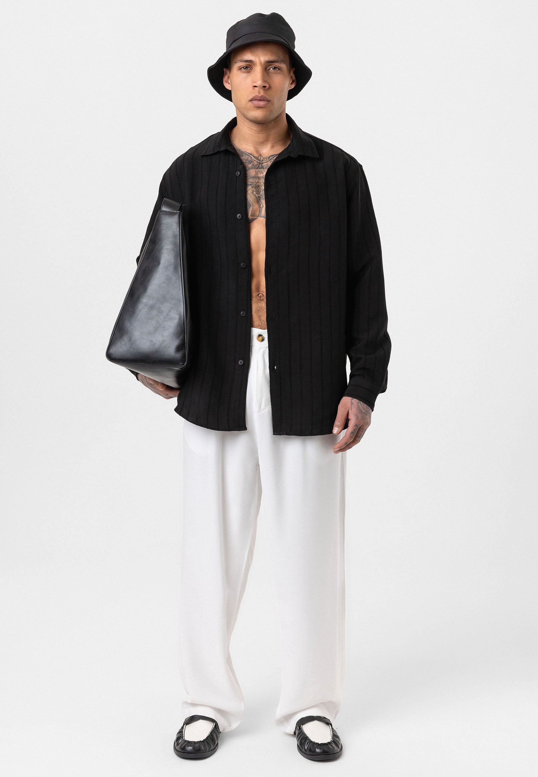 Black Button-Up Shirt – Relaxed Loose Fit