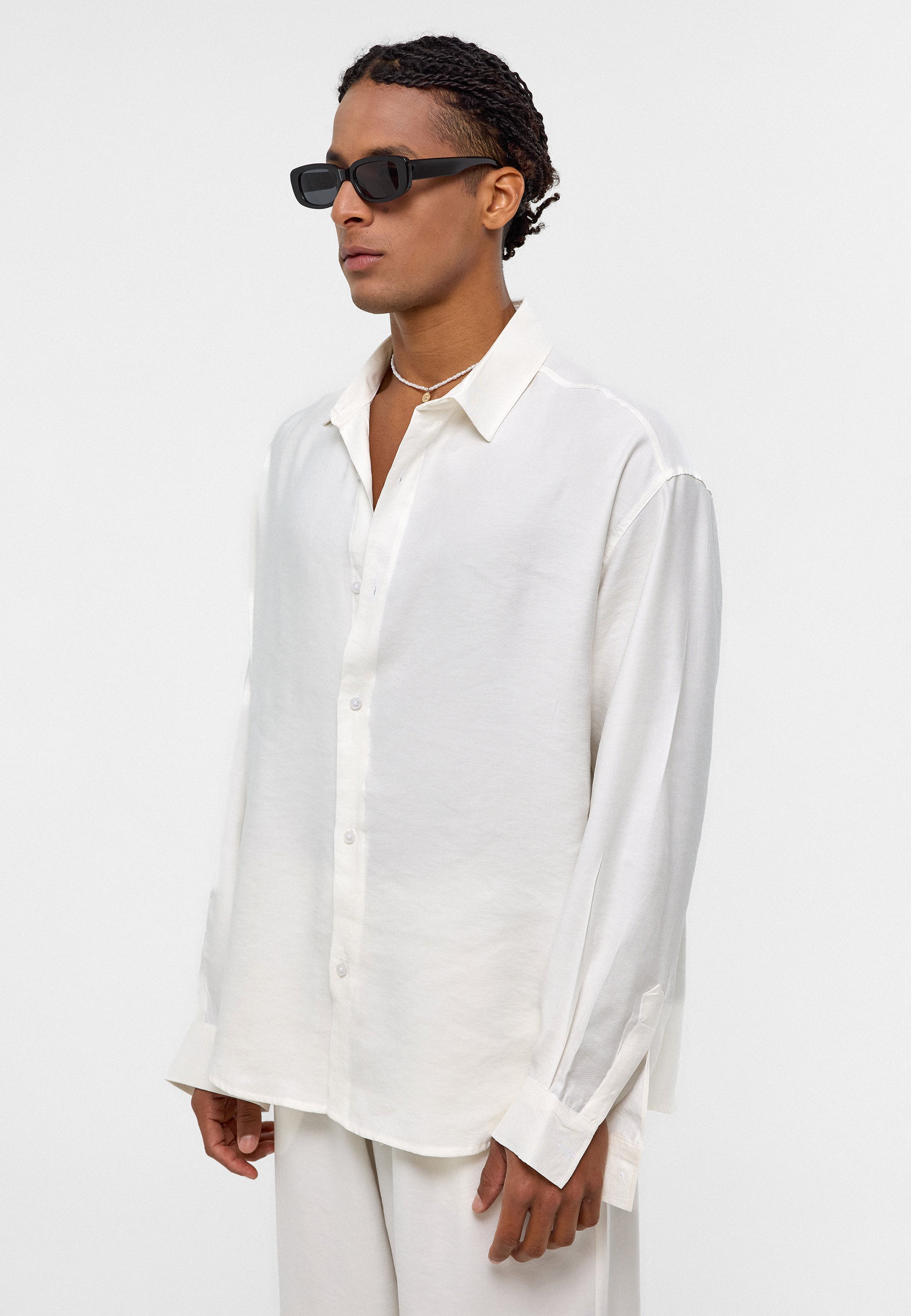 Ecru Modal Blend Oversized Shirt – Light, Soft, and Minimal