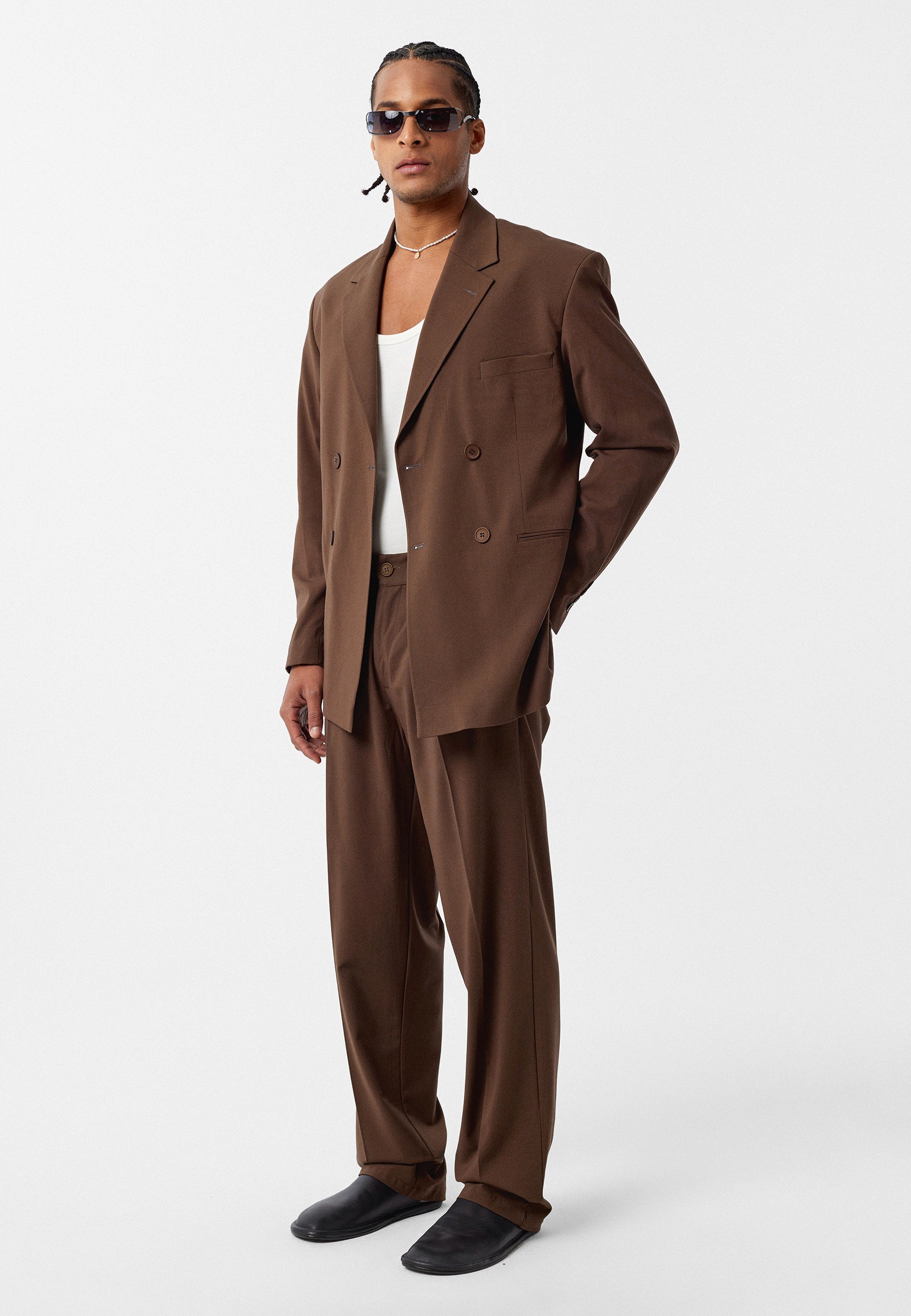 Brown Relaxed Fit Coat Warm Casual Essential