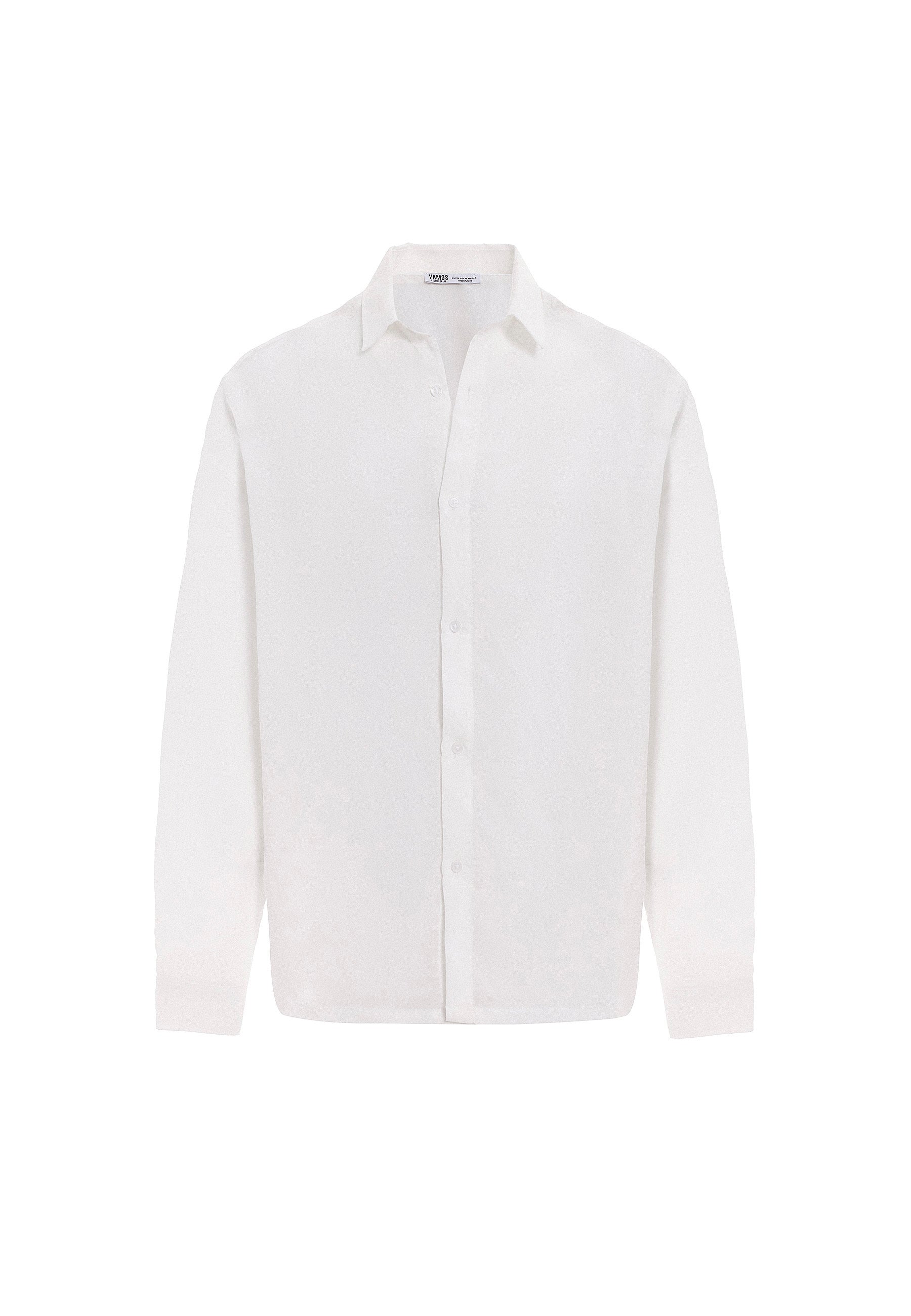 Crisp White Oversized Cotton‑Linen Shirt – Light Classic Everyday Style