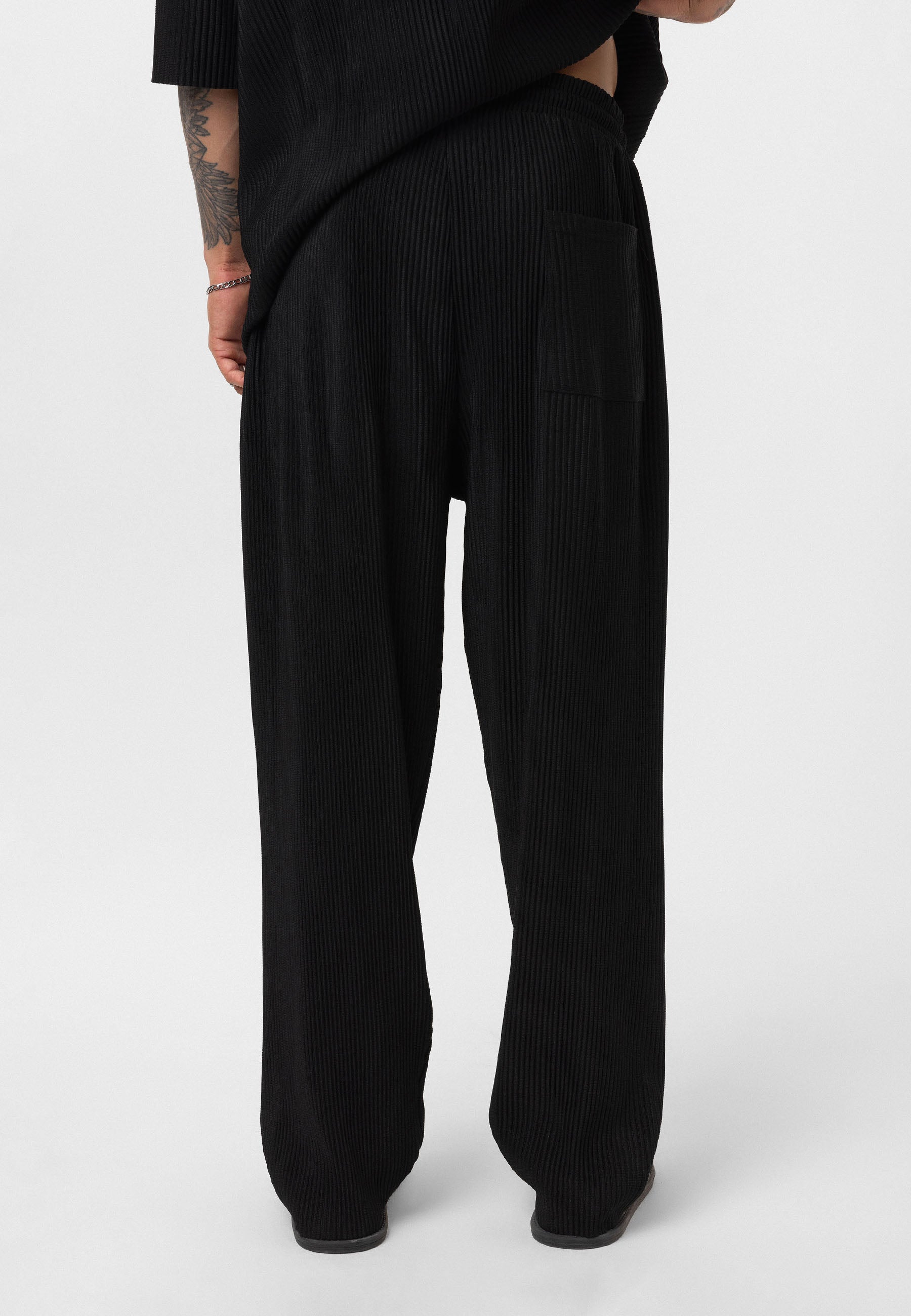 Black Ribbed Oversized T-Shirt Trendy Casual Look