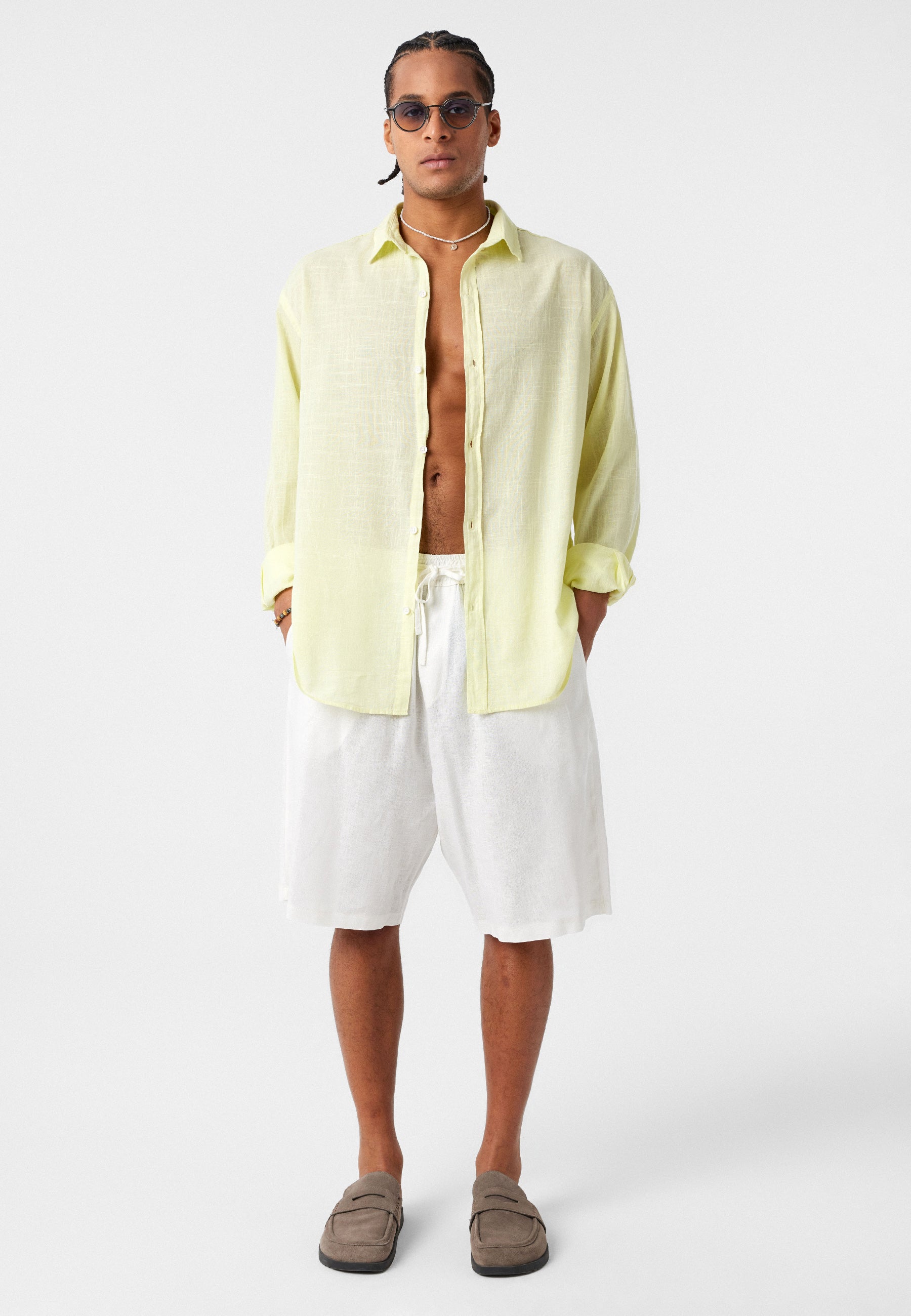 Soft Yellow Oversized Cotton-Linen Shirt – Bright & Breezy Everyday Style