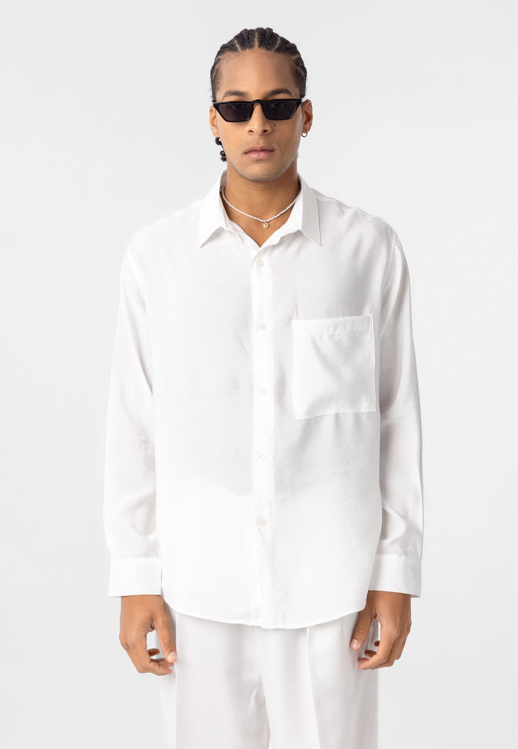 White Oversized Shirt – Long Sleeve, Clean Casual Fit