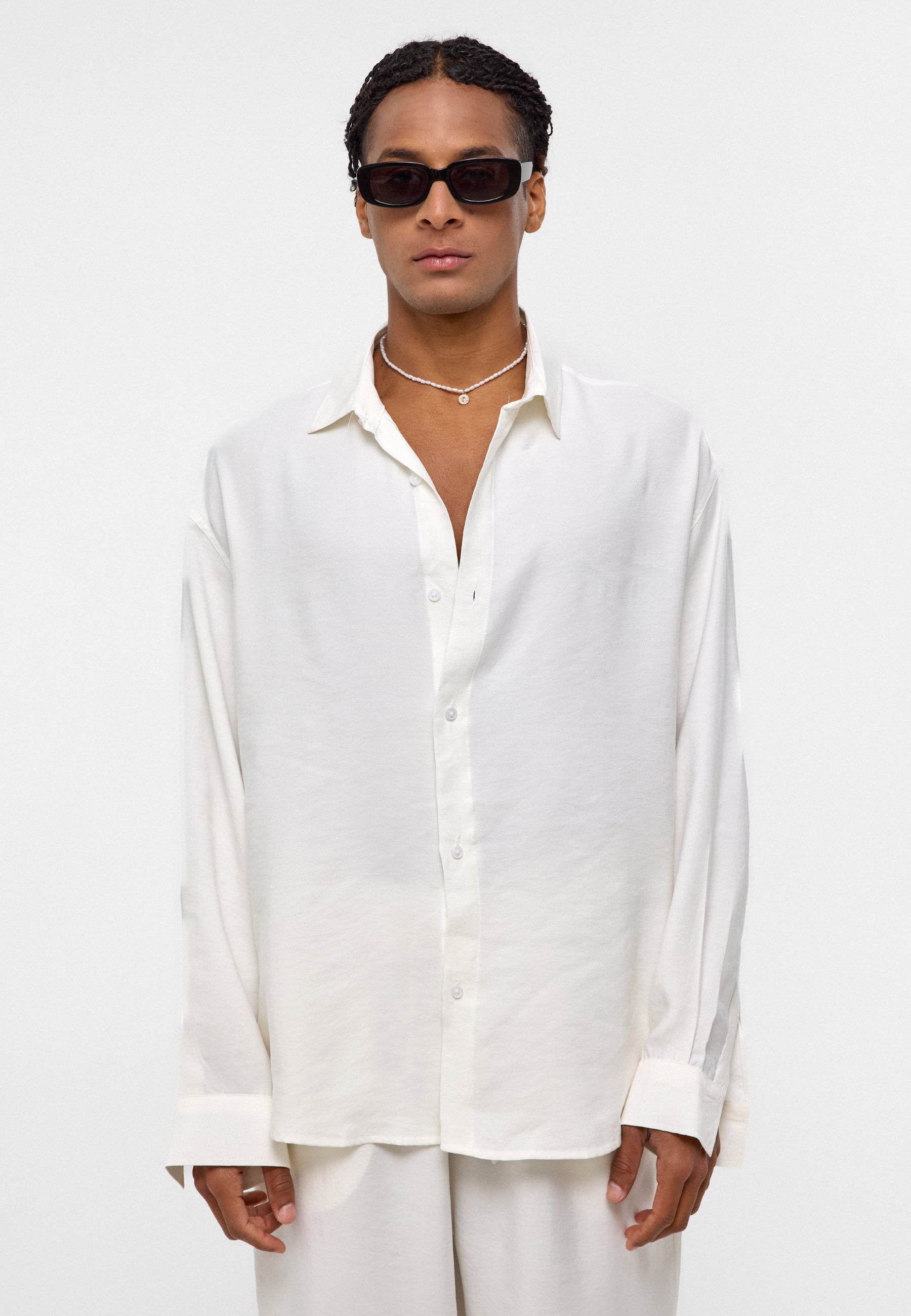 Ecru Modal Blend Oversized Shirt – Light, Soft, and Minimal