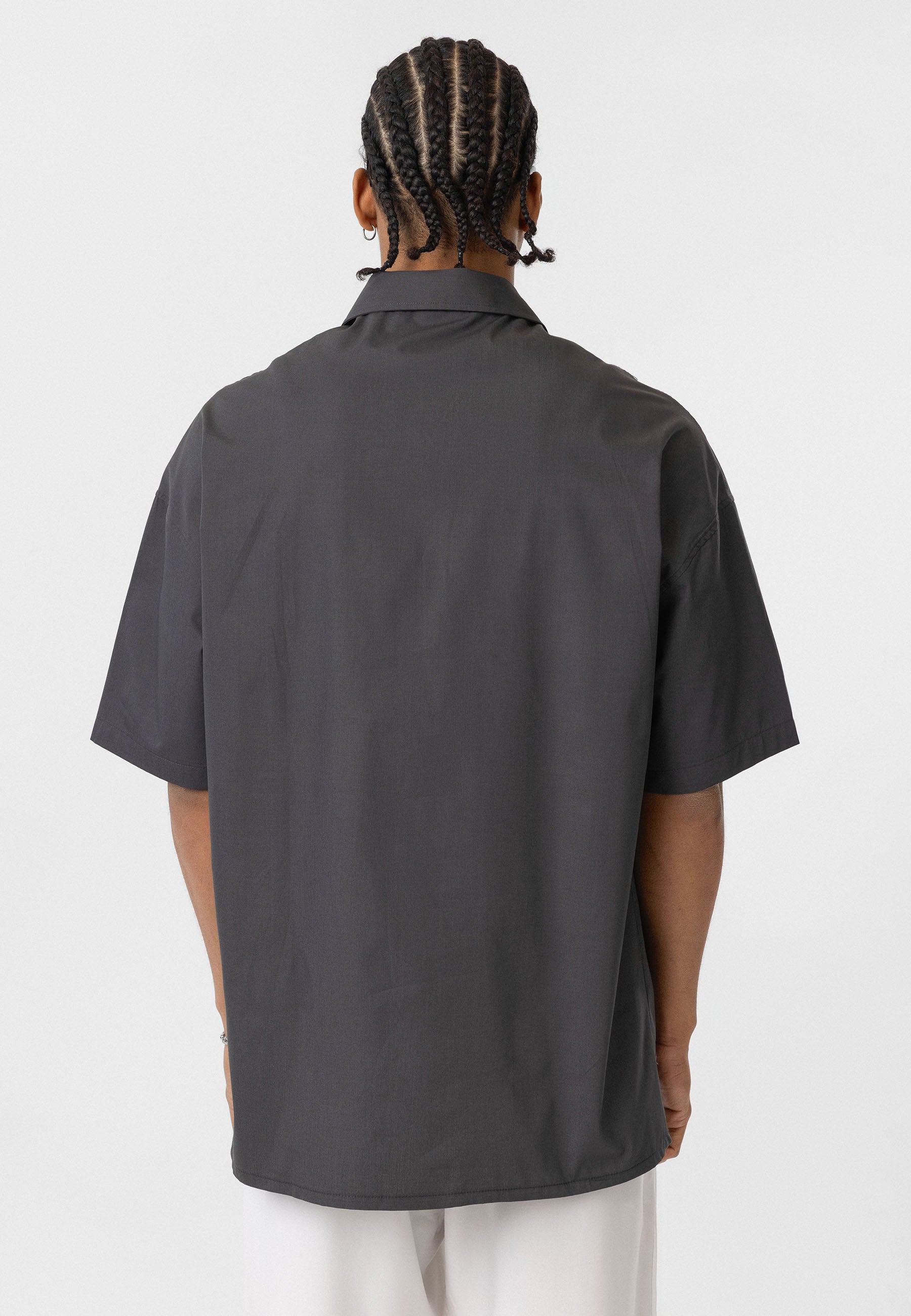 Rich Black Oversize Printed Short-Sleeve Shirt – Relaxed Streetwear