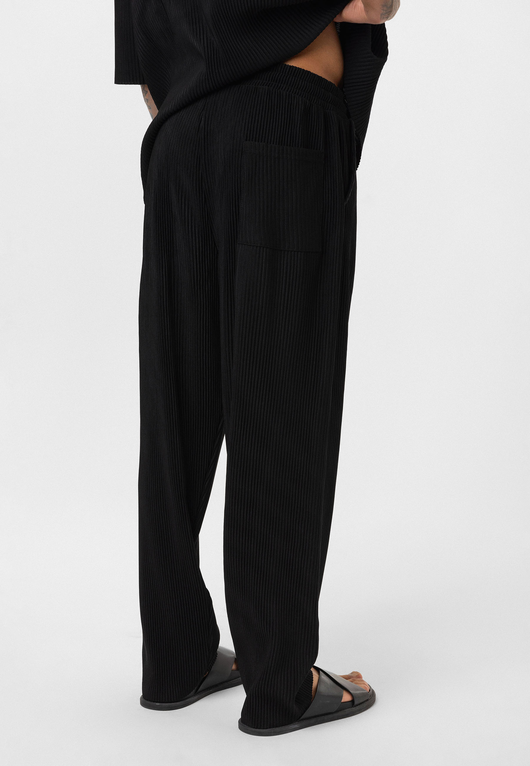 Black Ribbed Oversized T-Shirt Trendy Casual Look