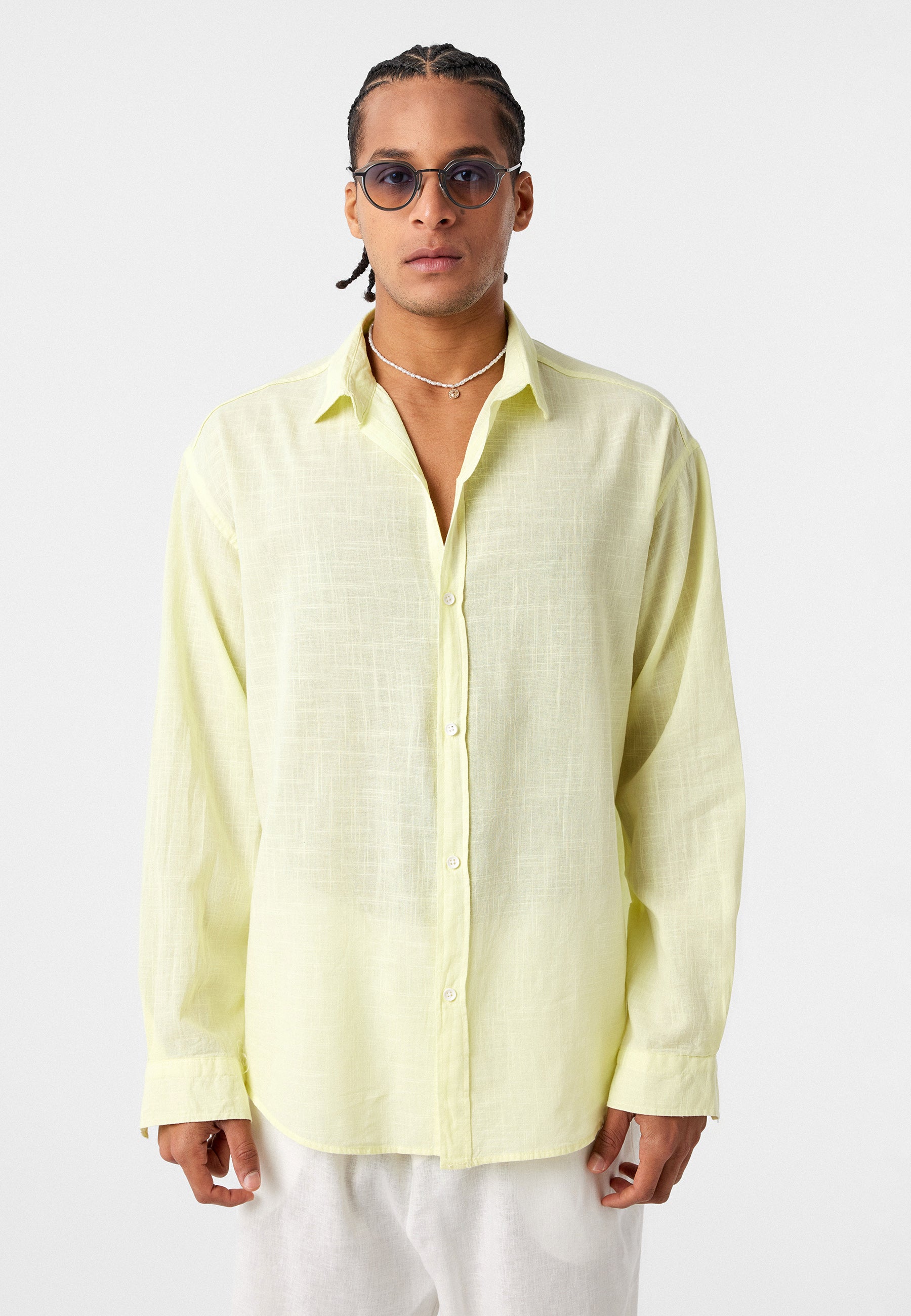 Soft Yellow Oversized Cotton-Linen Shirt – Bright & Breezy Everyday Style