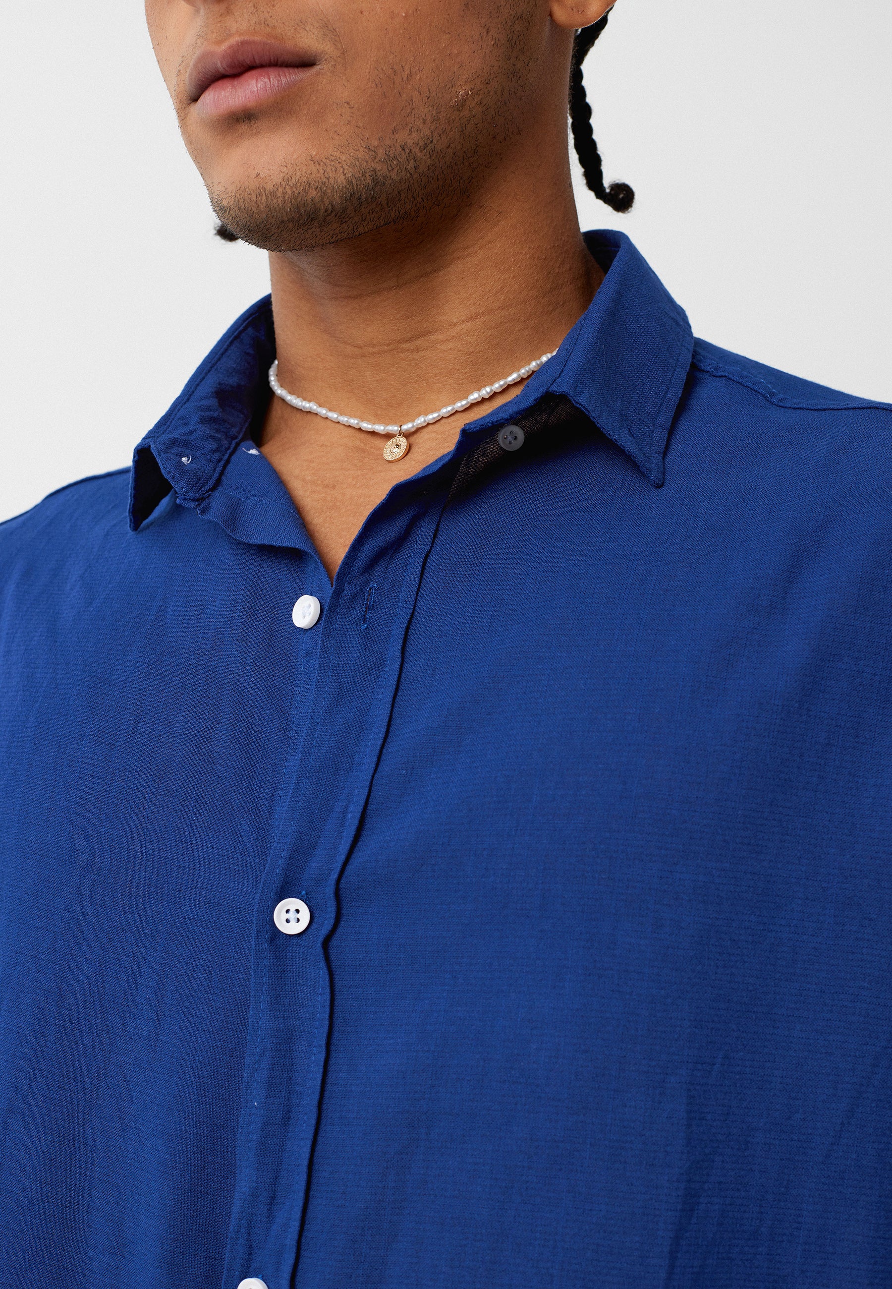 Basic Oversize Cotton-Linen Shirt – Fresh & Casual in Soft Blue