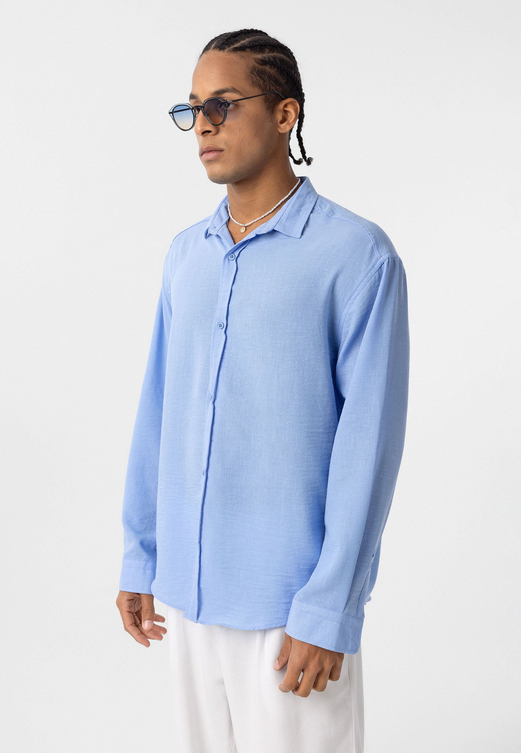 Vibrant Turquoise Oversize Linen-Look Shirt – Relaxed Summer Staple