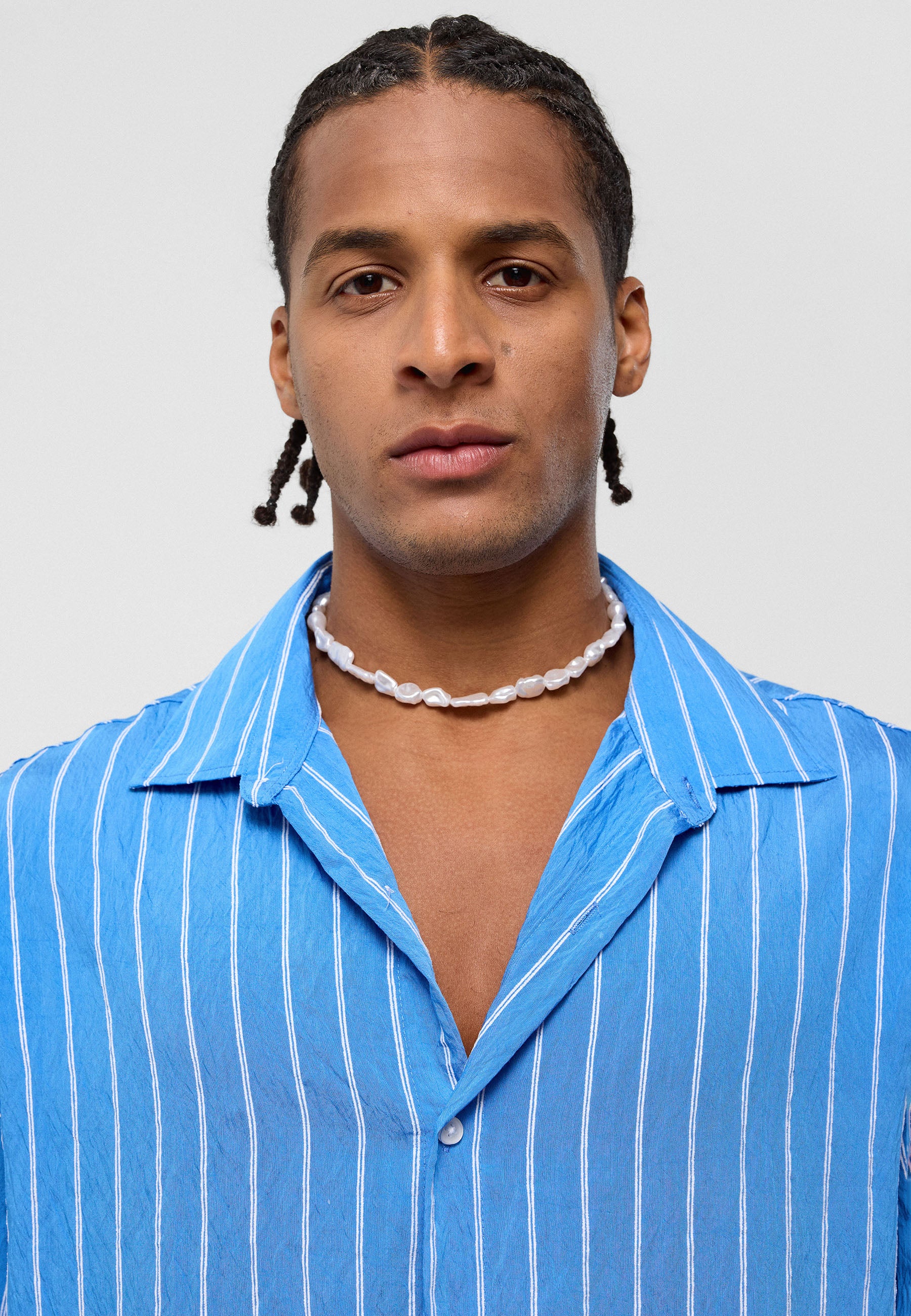 Saks Blue Striped Oversized Shirt – Breezy & Bold Everyday Style