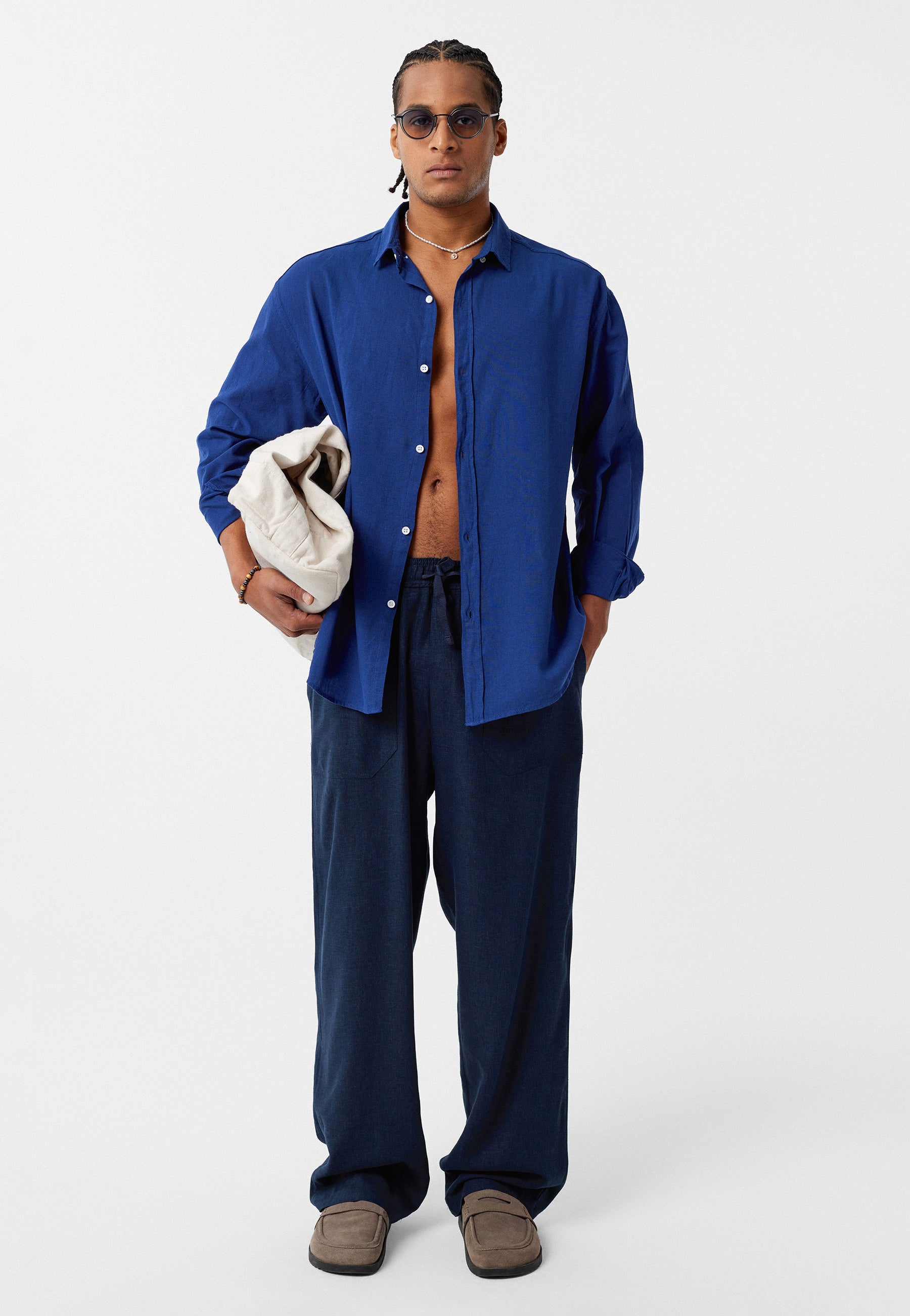 Royal Sapphire Blue Button-Up Shirt – Bold & Breezy Comfort Fit