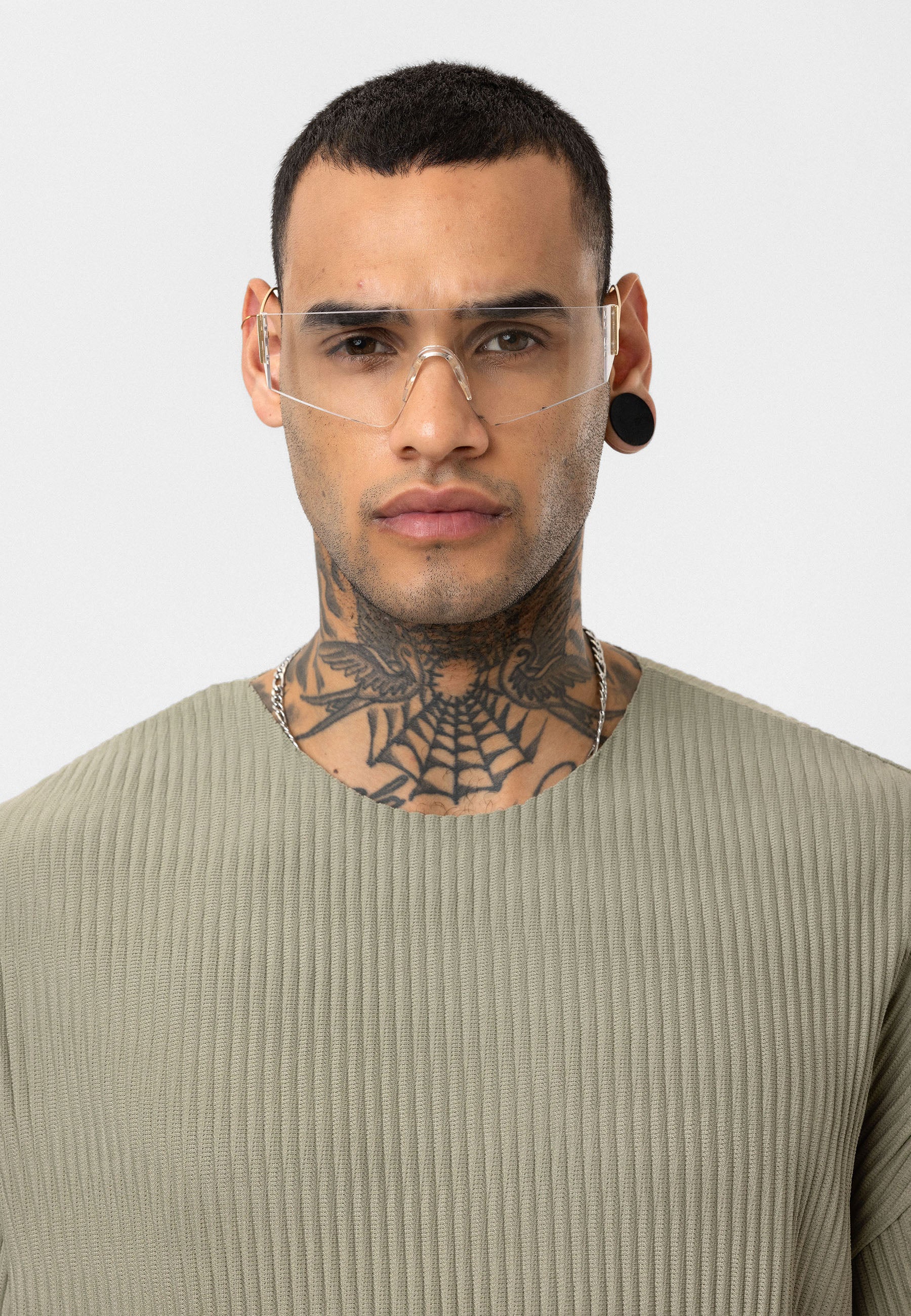 Gray Ribbed Oversized T-Shirt Trendy Casual Look