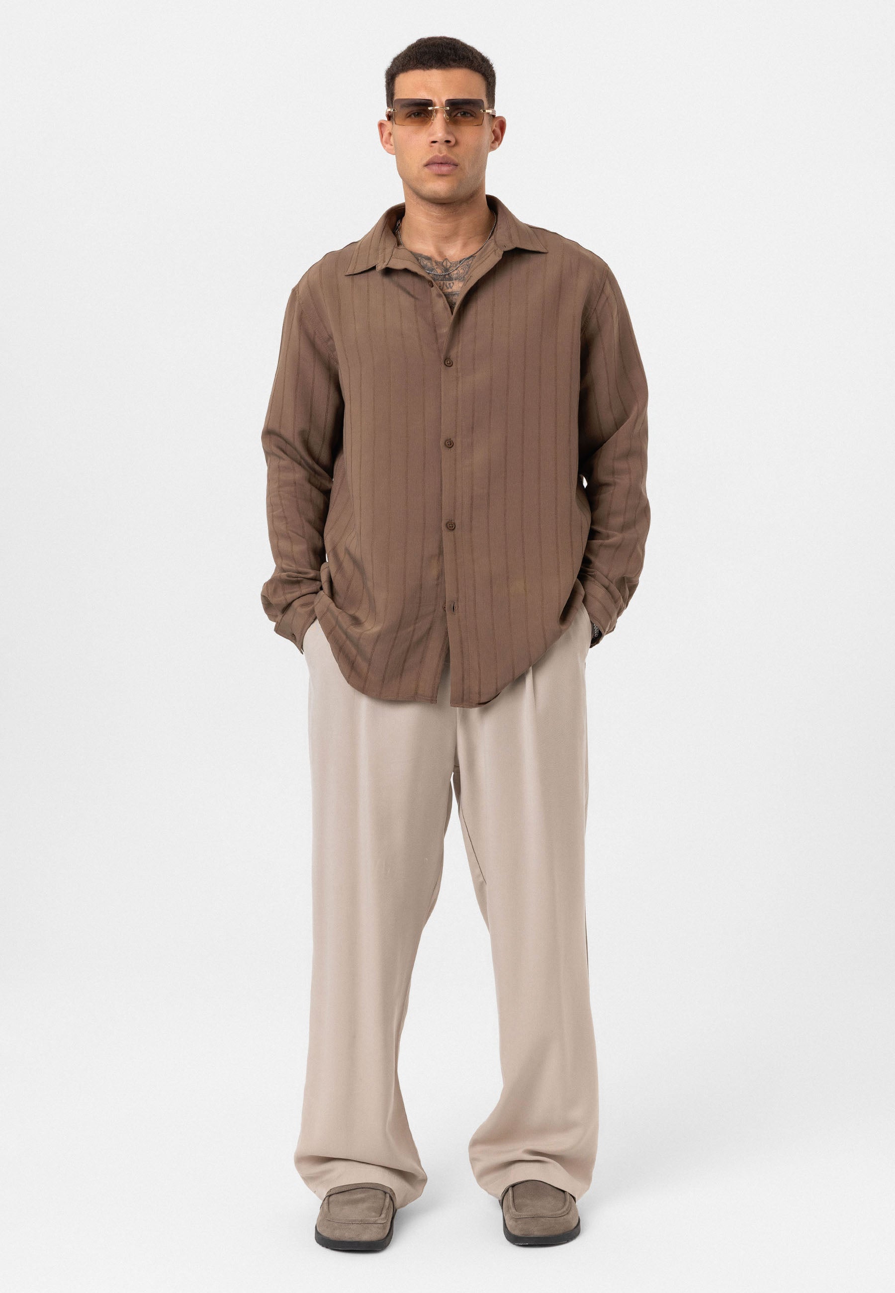 Soft Beige Button-Up Shirt – Relaxed Comfort Fit