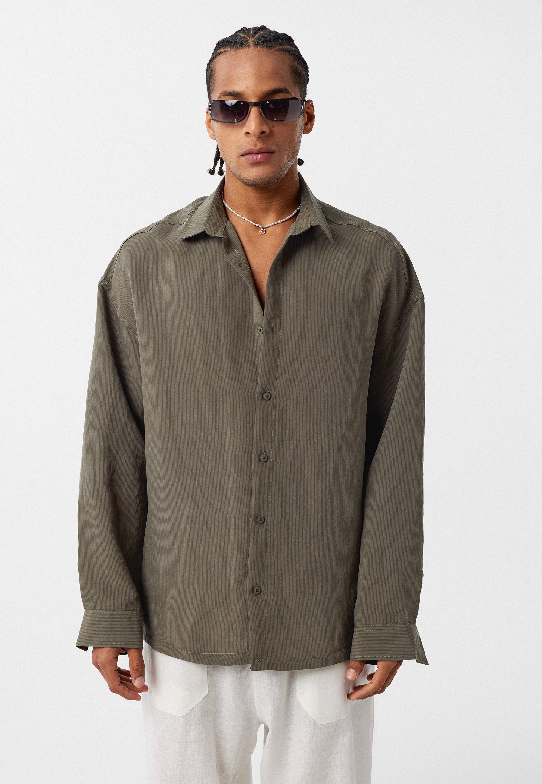 Warm Khaki Comfort Fit Long‑Sleeve Shirt – Soft & Casual Everyday Essential