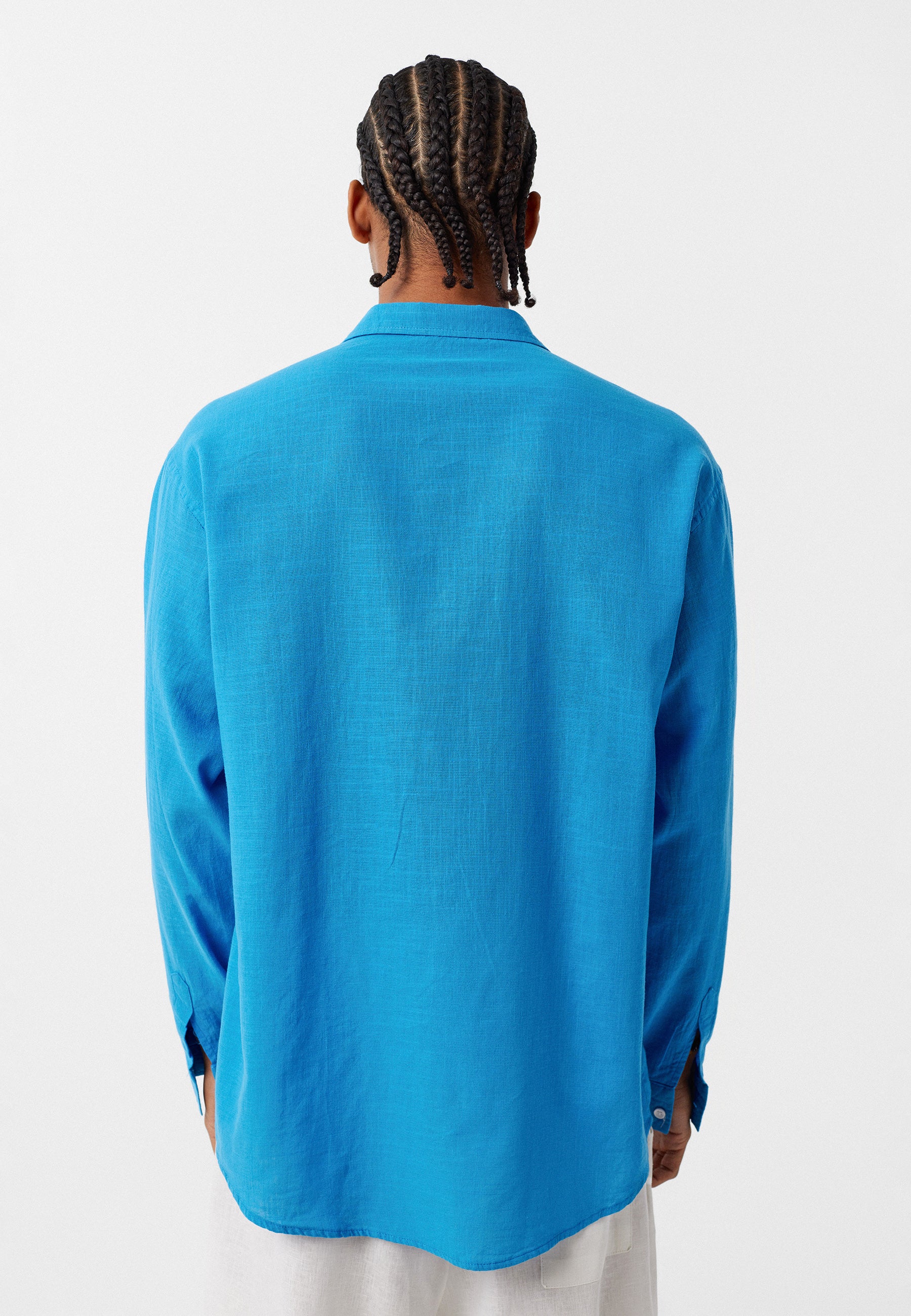 Turquoise Oversized Cotton-Linen Shirt – Cool & Confident Everyday Style