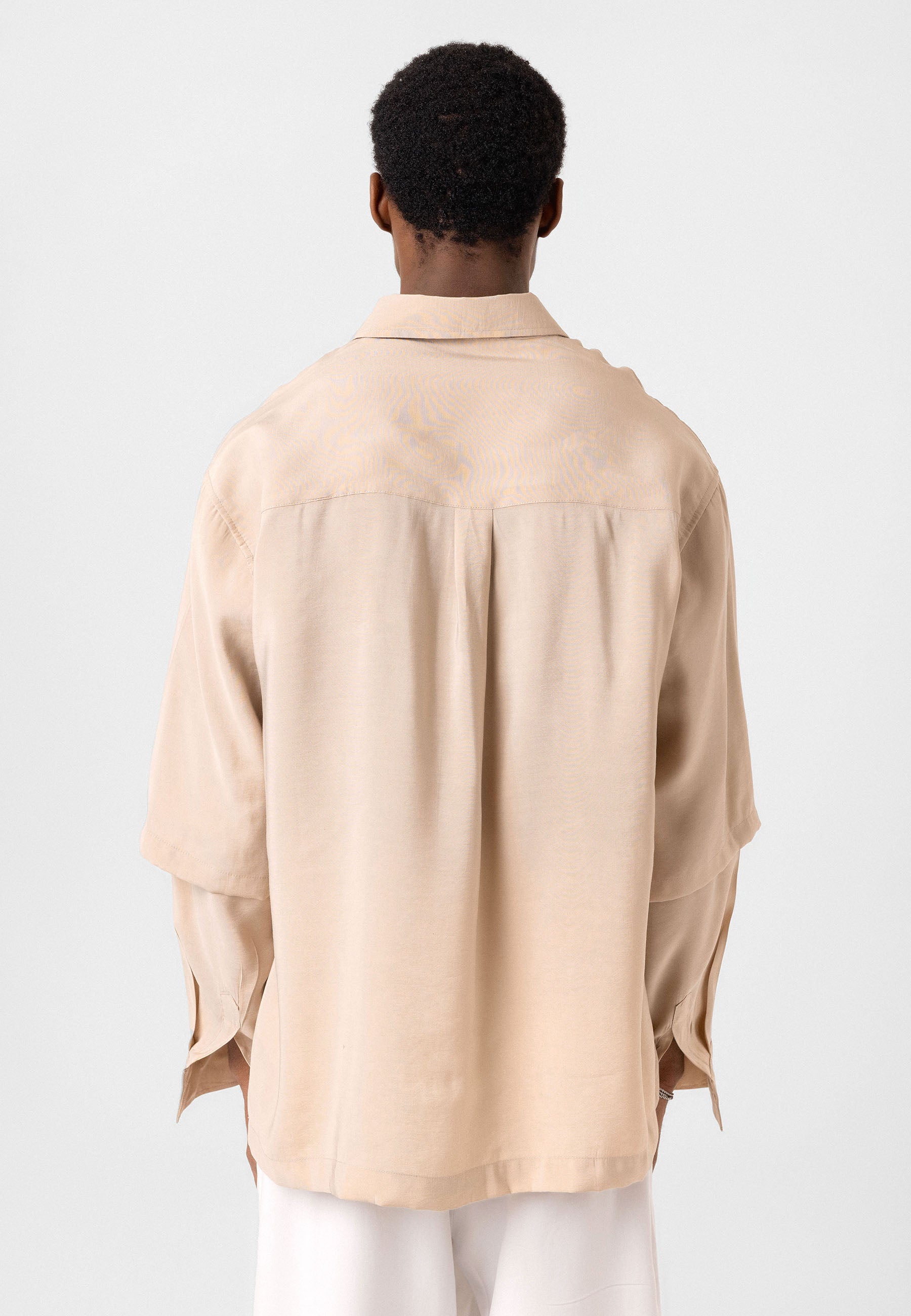 Light Beige Button-Up Shirt – Comfort Fit, Soft Everyday Style