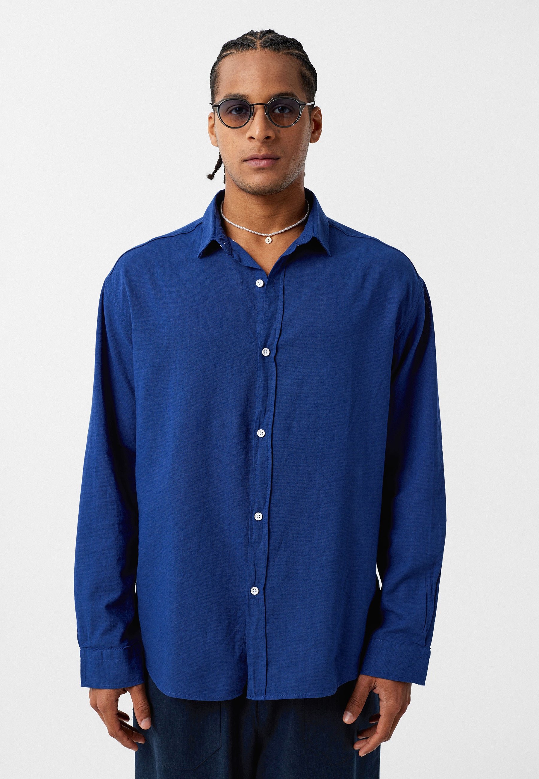 Royal Sapphire Blue Button-Up Shirt – Bold & Breezy Comfort Fit