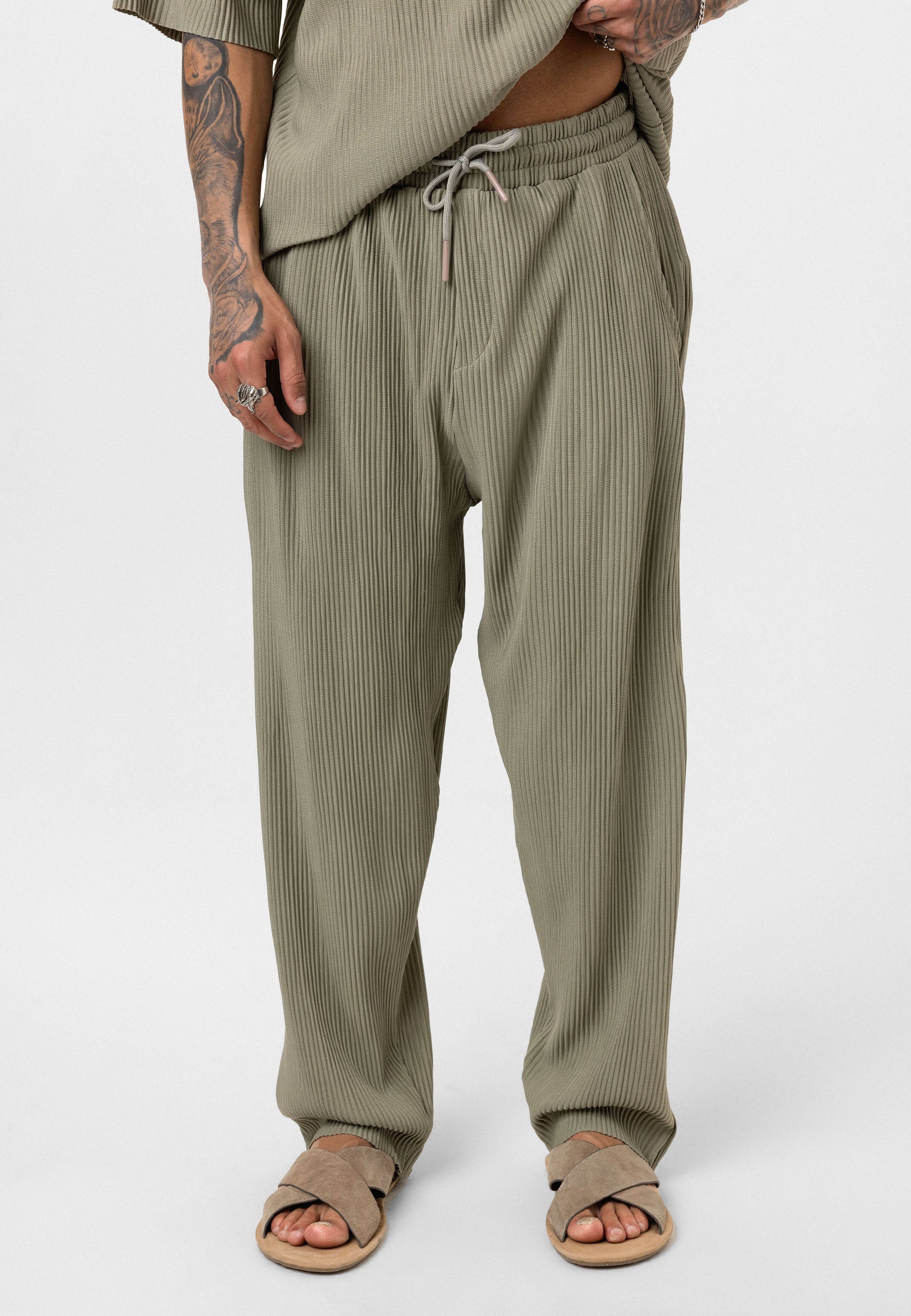 Gray Ribbed Oversized T-Shirt Trendy Casual Look