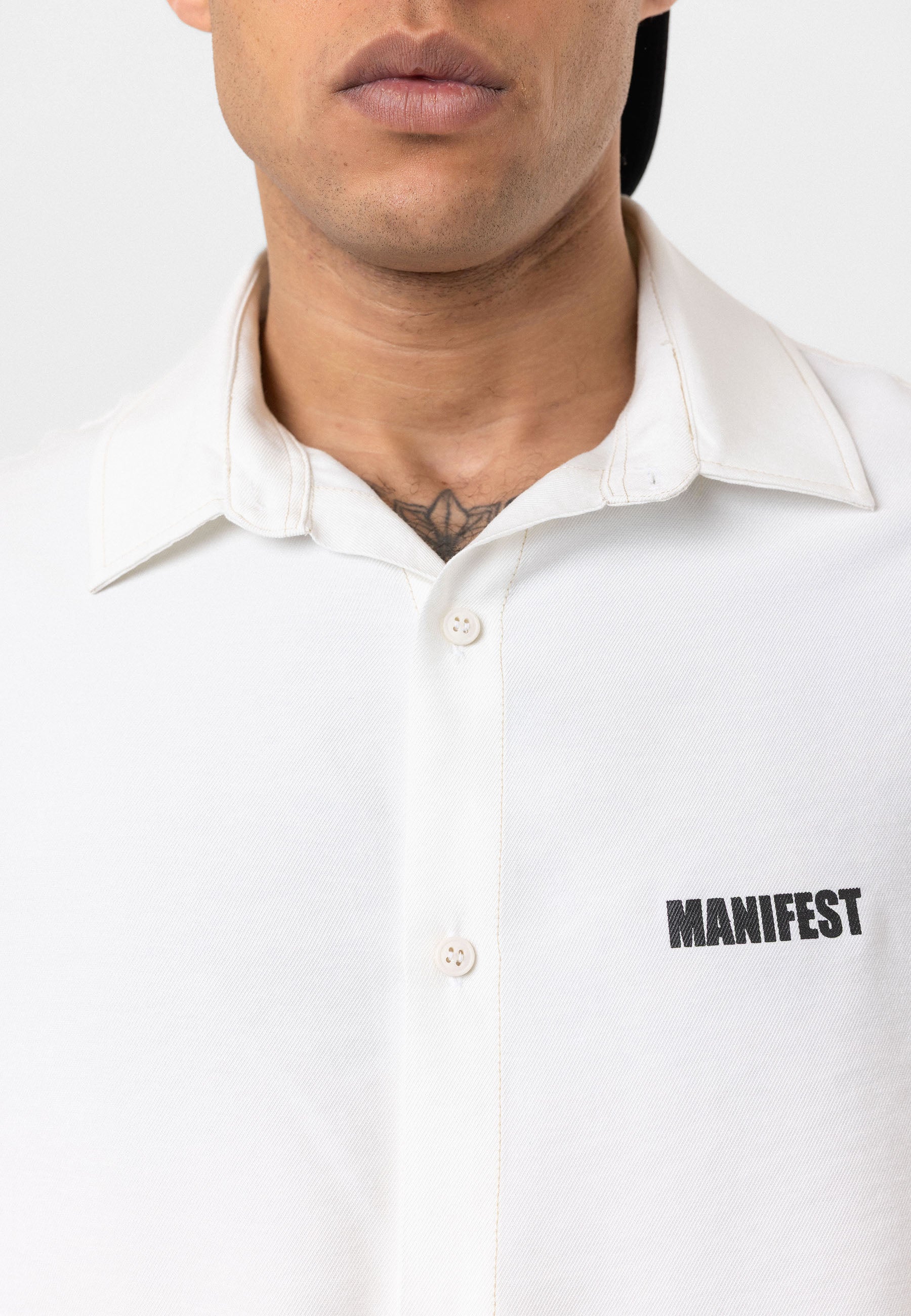 Soft White Oversize Printed Short Sleeve Shirt – Casual Comfort Fit