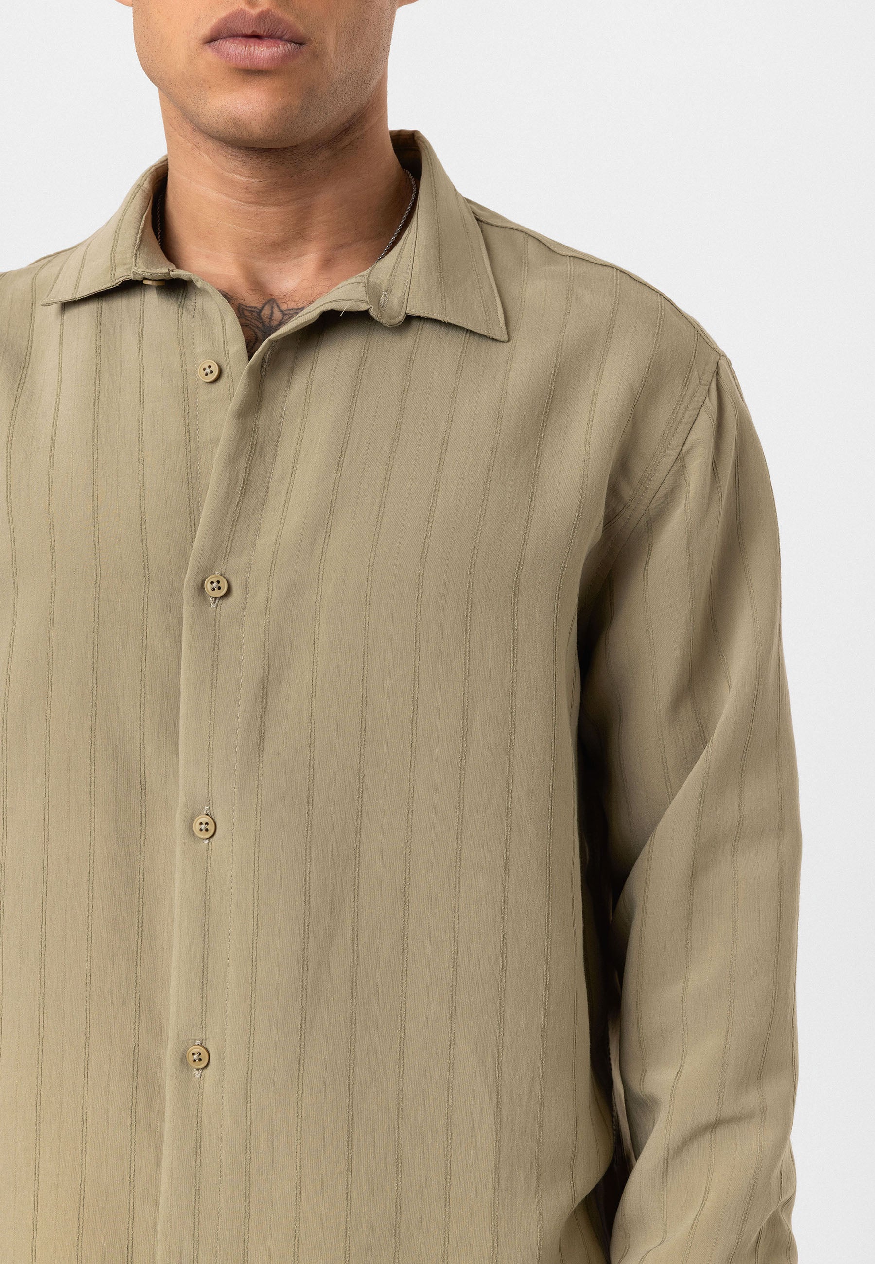 Misty Taupe Button-Up Shirt – Relaxed Comfort Fit