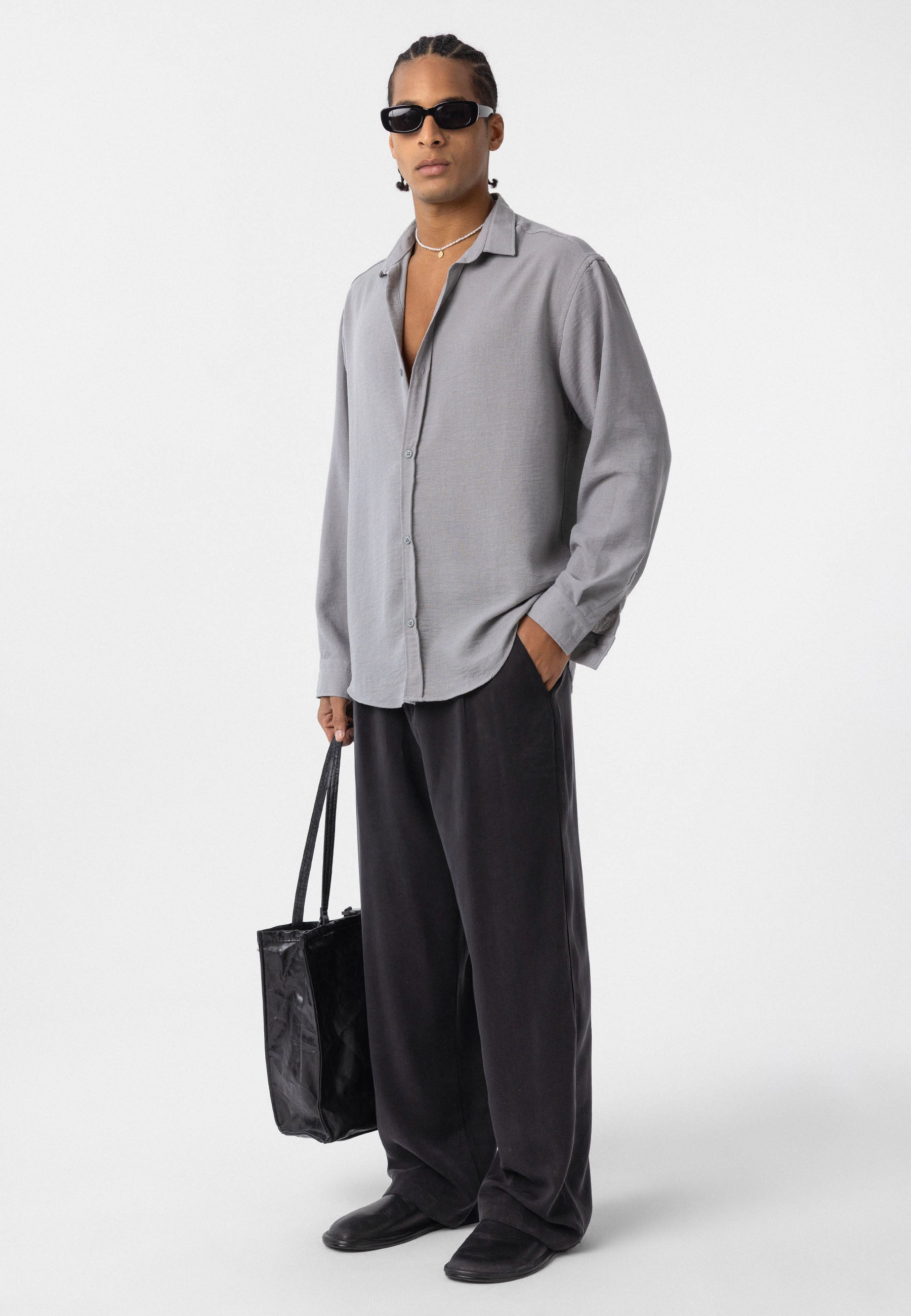 Soft Sky Blue Oversize Script‑Printed Short‑Sleeve Shirt – Relaxed Streetwear Vibe