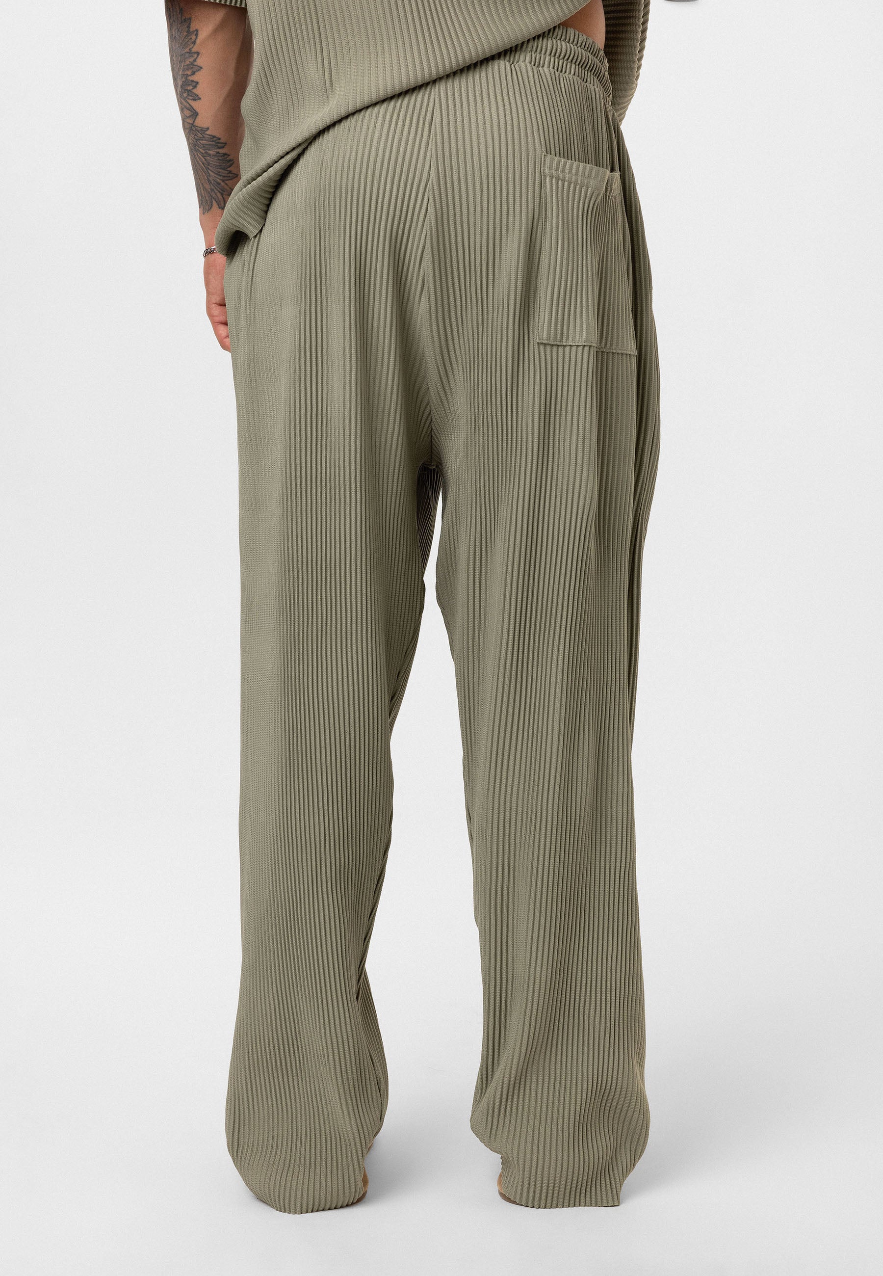 Gray Ribbed Oversized T-Shirt Trendy Casual Look