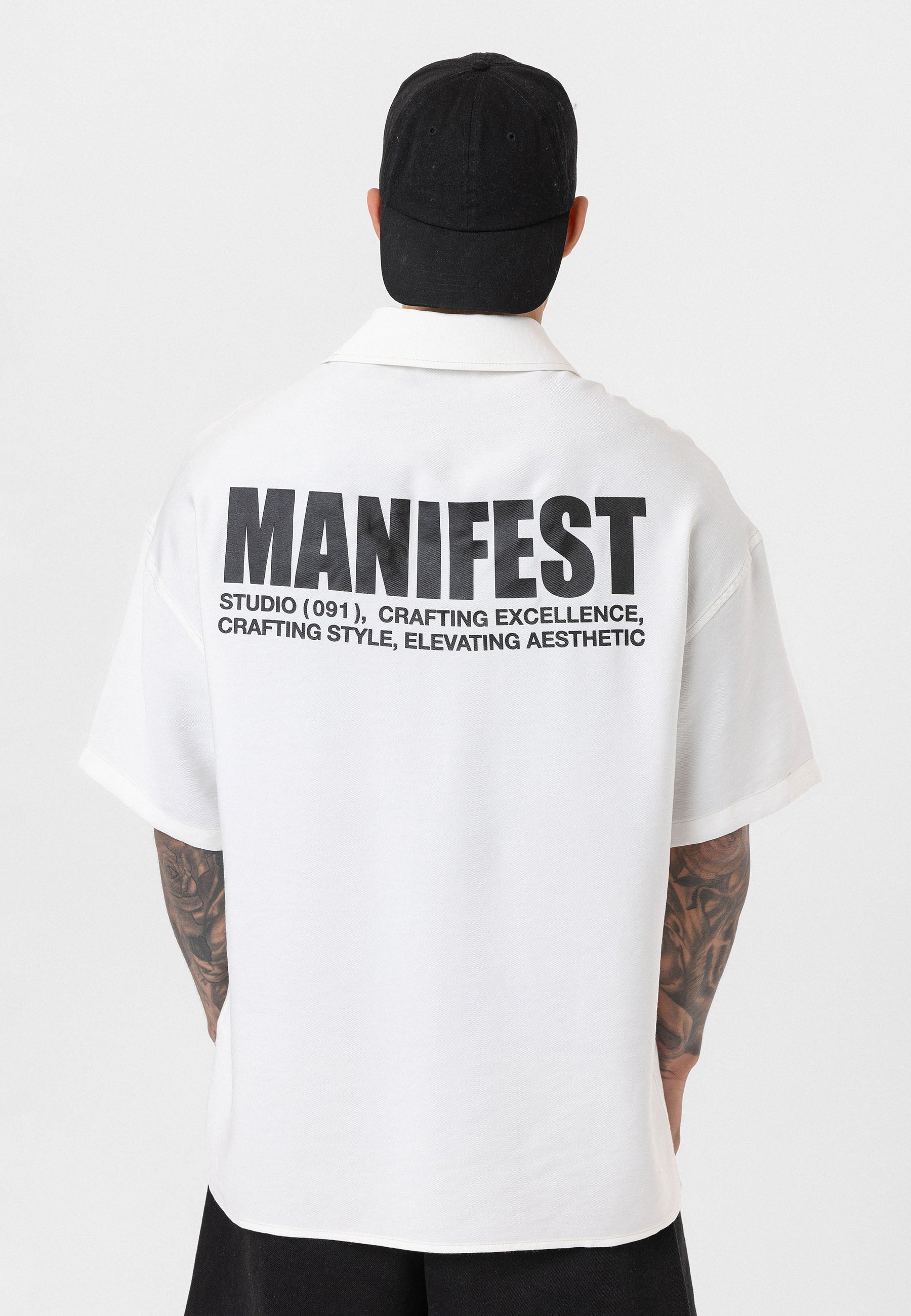 Soft White Oversize Printed Short Sleeve Shirt – Casual Comfort Fit